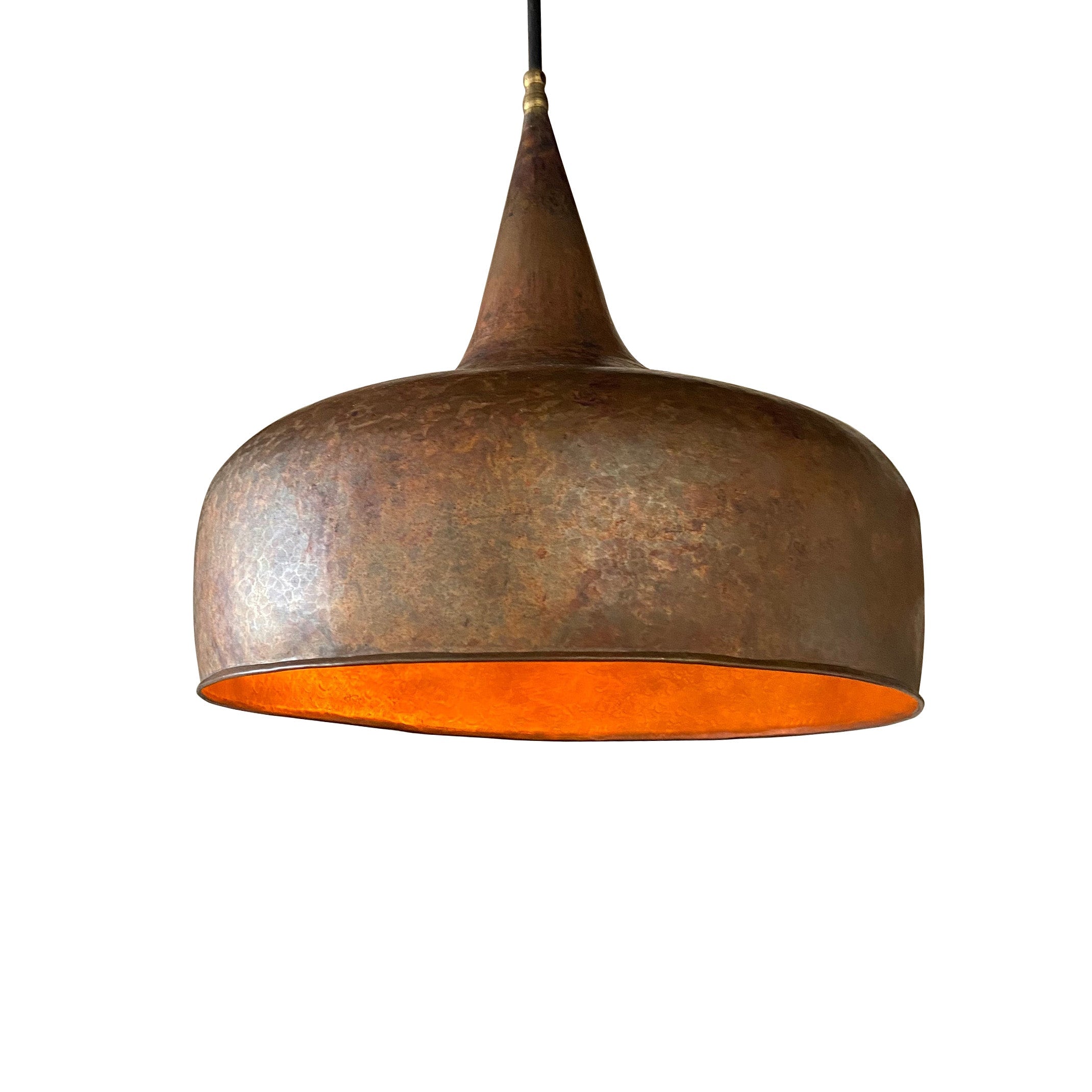 Aged Copper Farmhouse Pendant Light – Rustic Vintage Hanging Lamp 