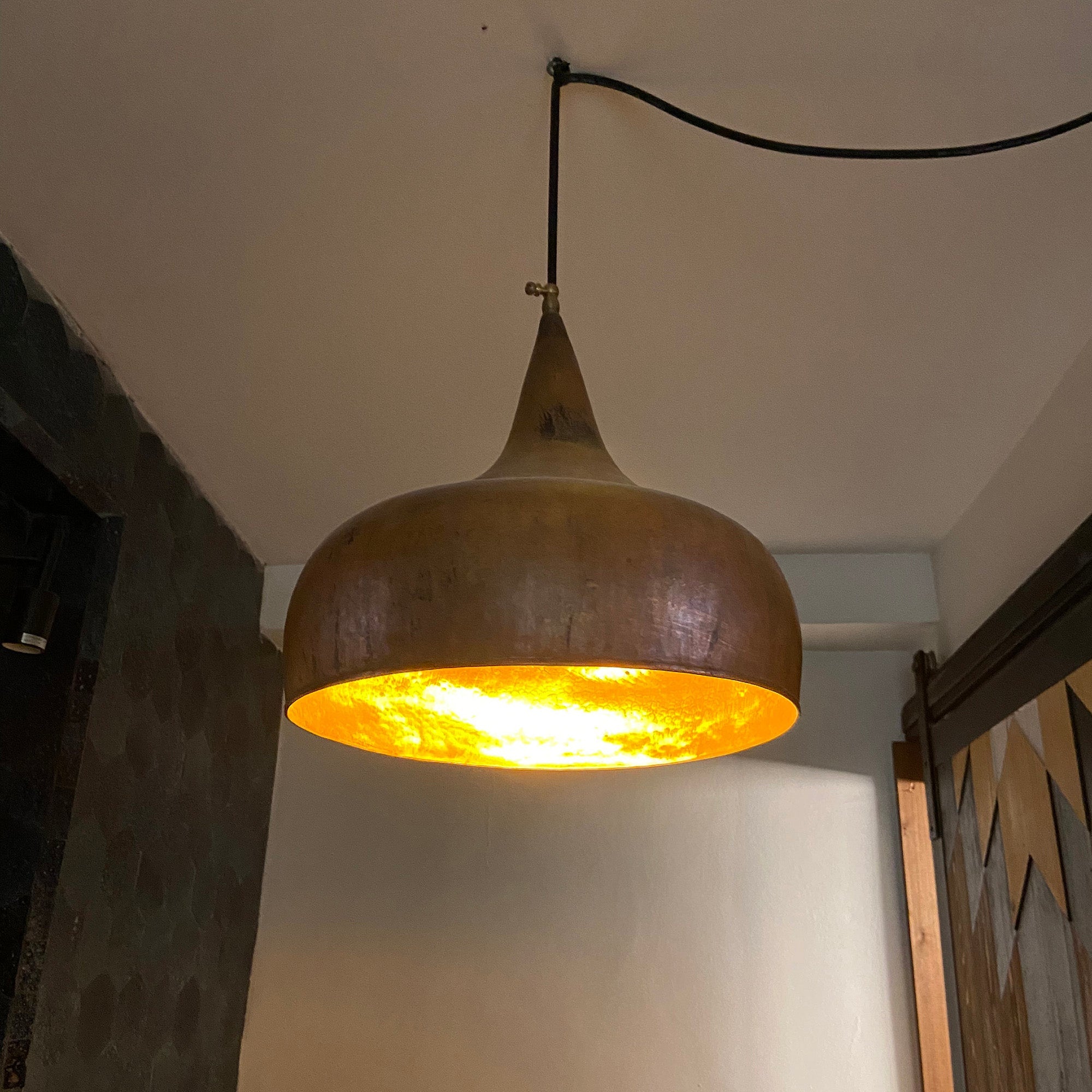 Aged Copper Farmhouse Pendant Light – Rustic Vintage Hanging Lamp 