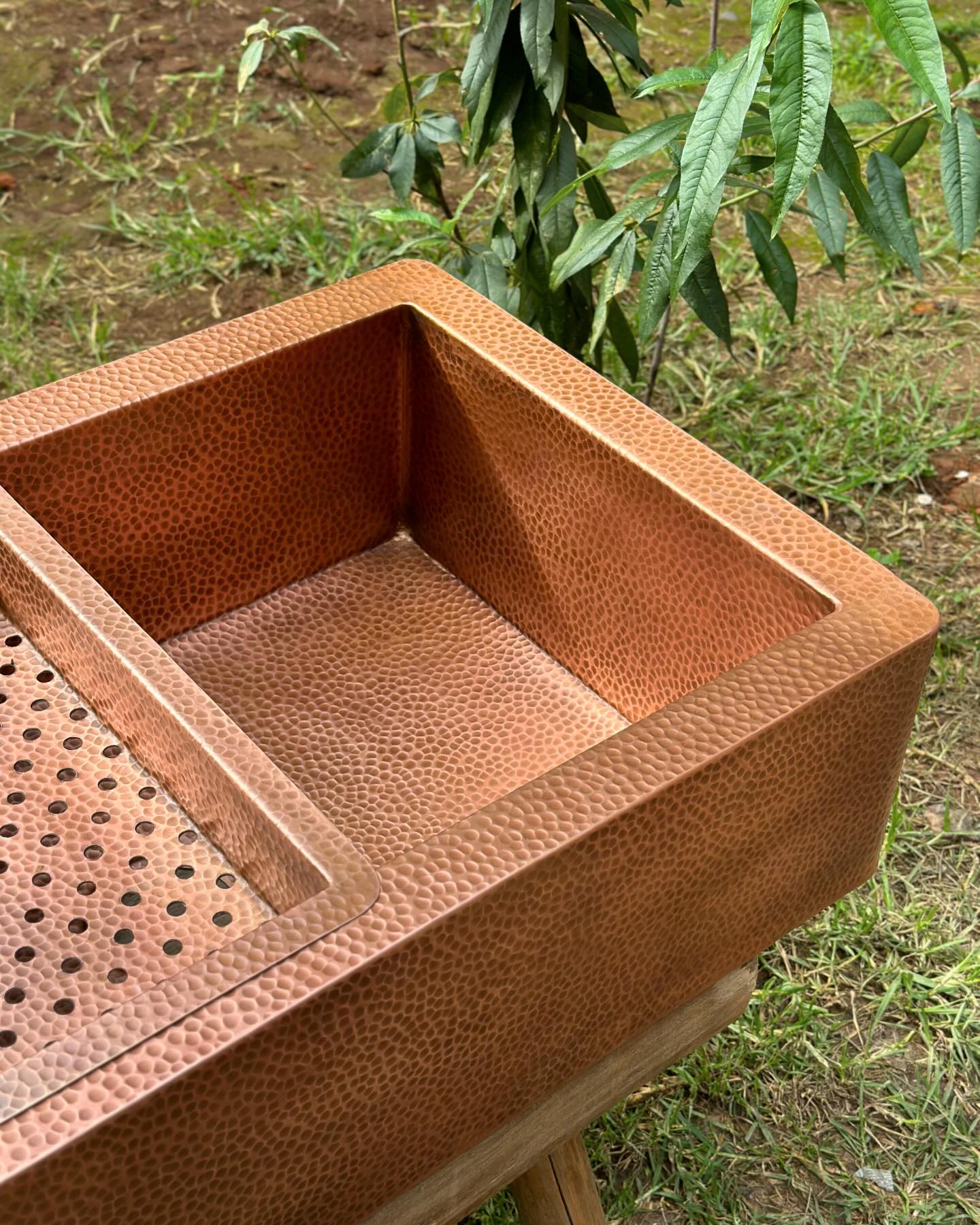 Antique Copper Double Bowl Sink