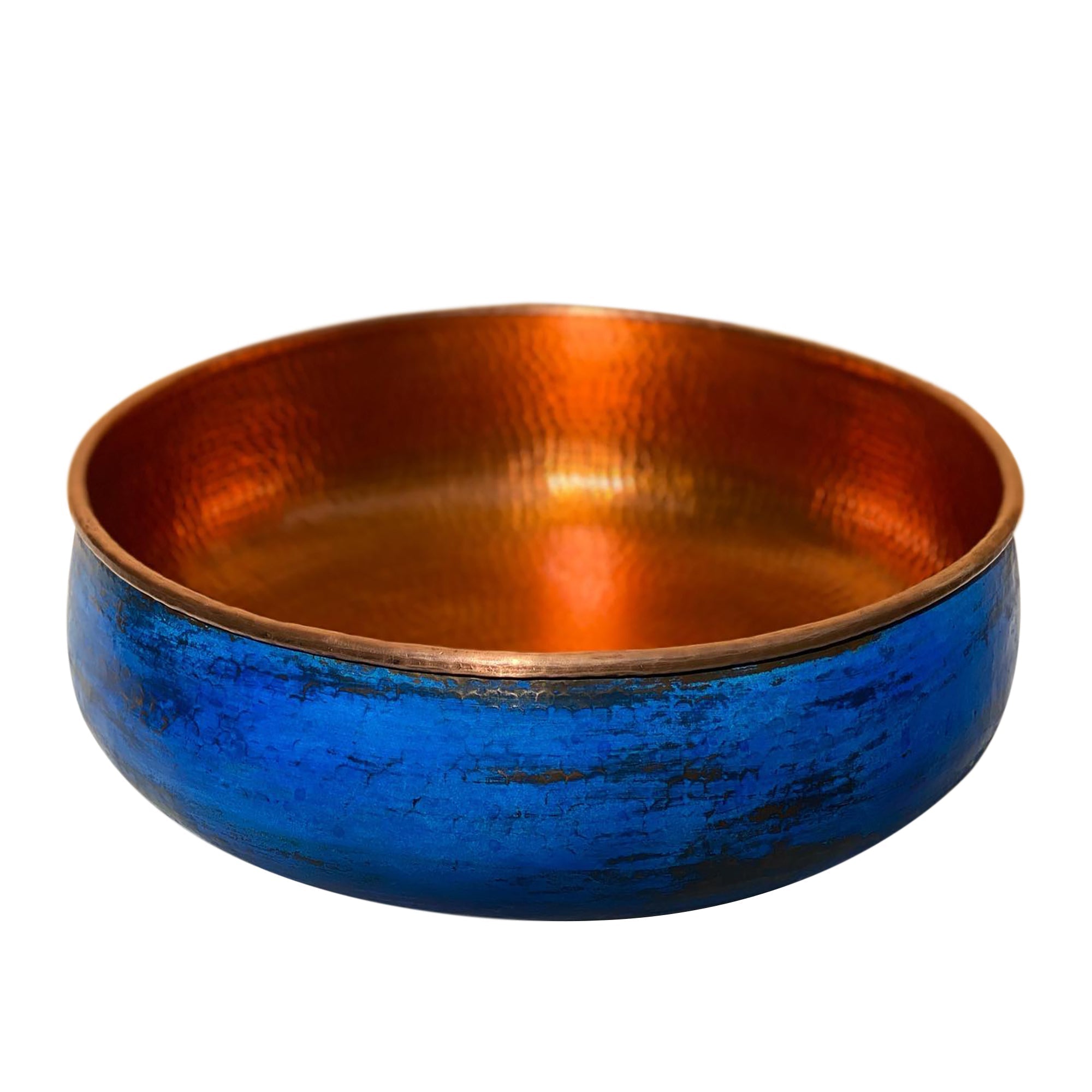  Blue Patina Copper Vessel Sink – Handcrafted Bathroom Sink with Antique Engraving