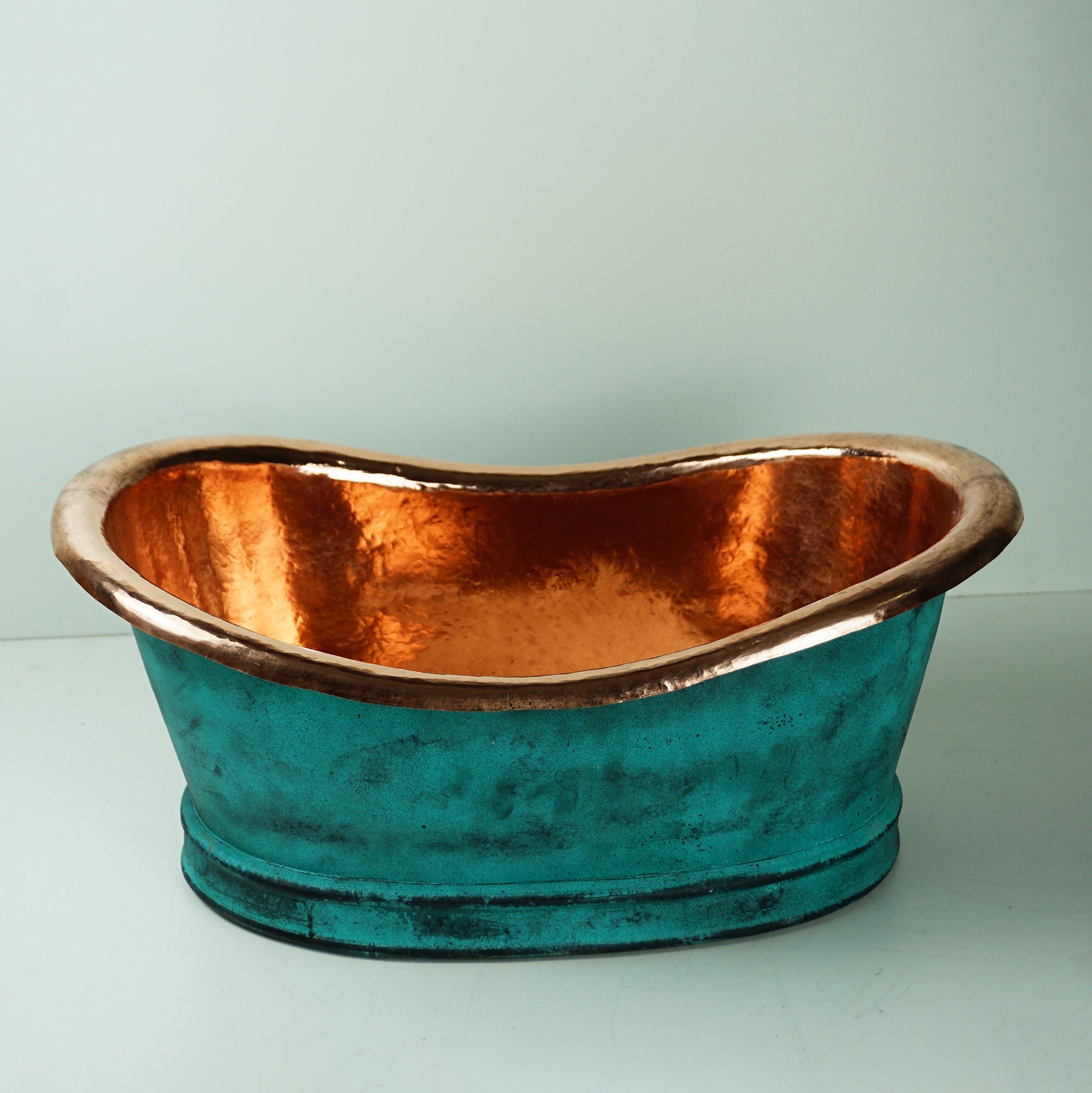 Aged Copper Vessel Sink Tub Style – Oxidized Green Patina Copper Bathroom Sink