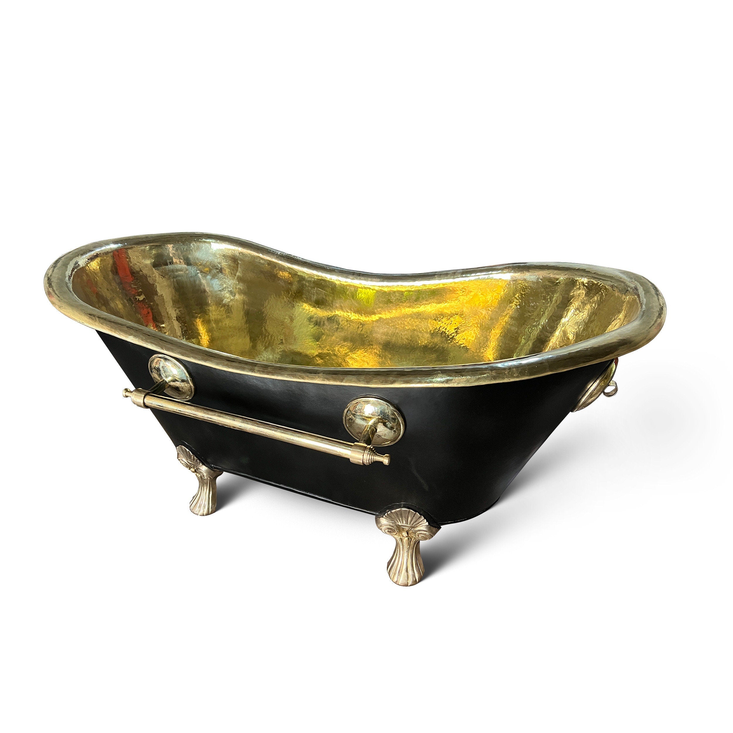 Luxurious Brass Clawfoot Bathtub – Black Exterior & Timeless Elegance