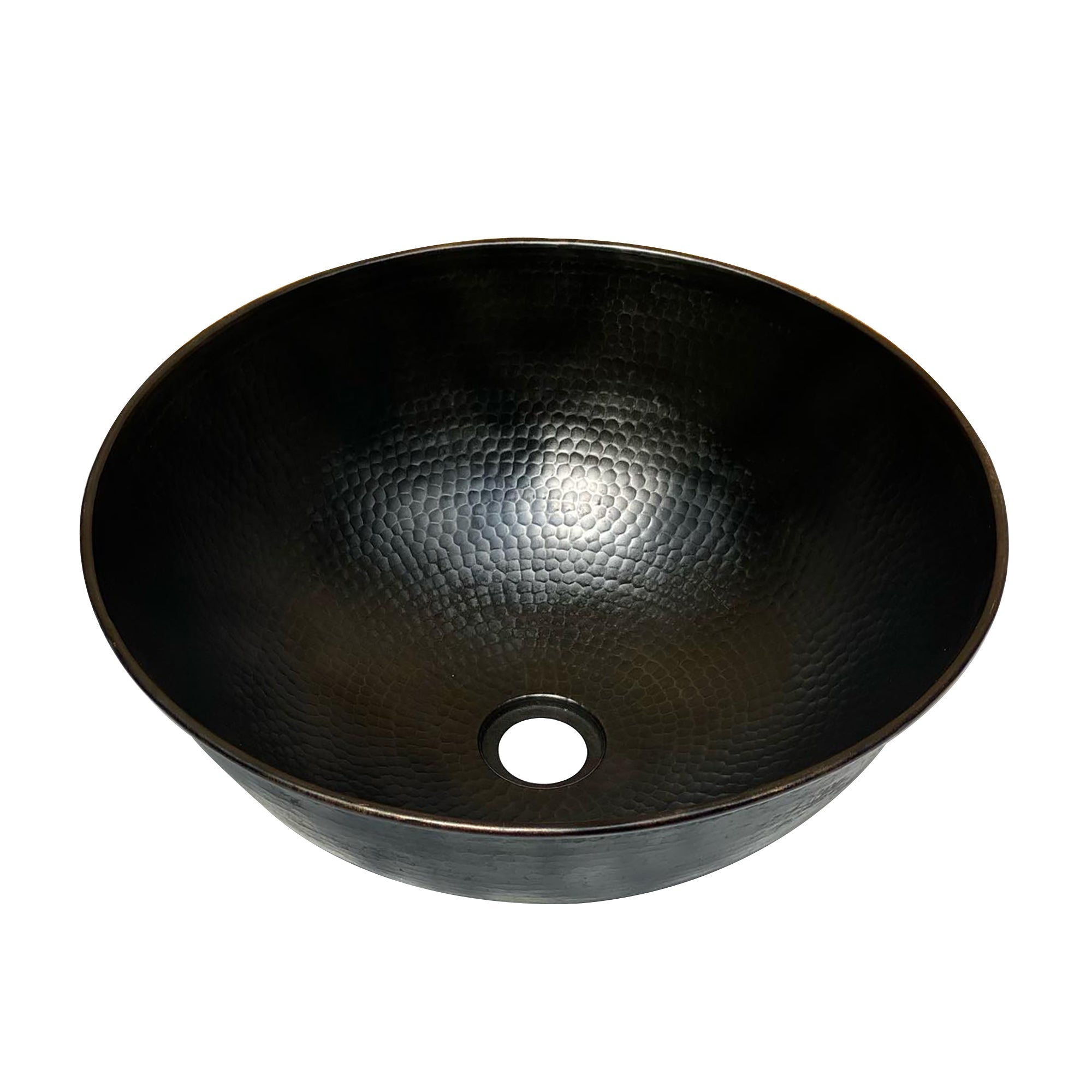 Black Hammered Copper Vessel Sink – Elegant Round Sink for Bathroom