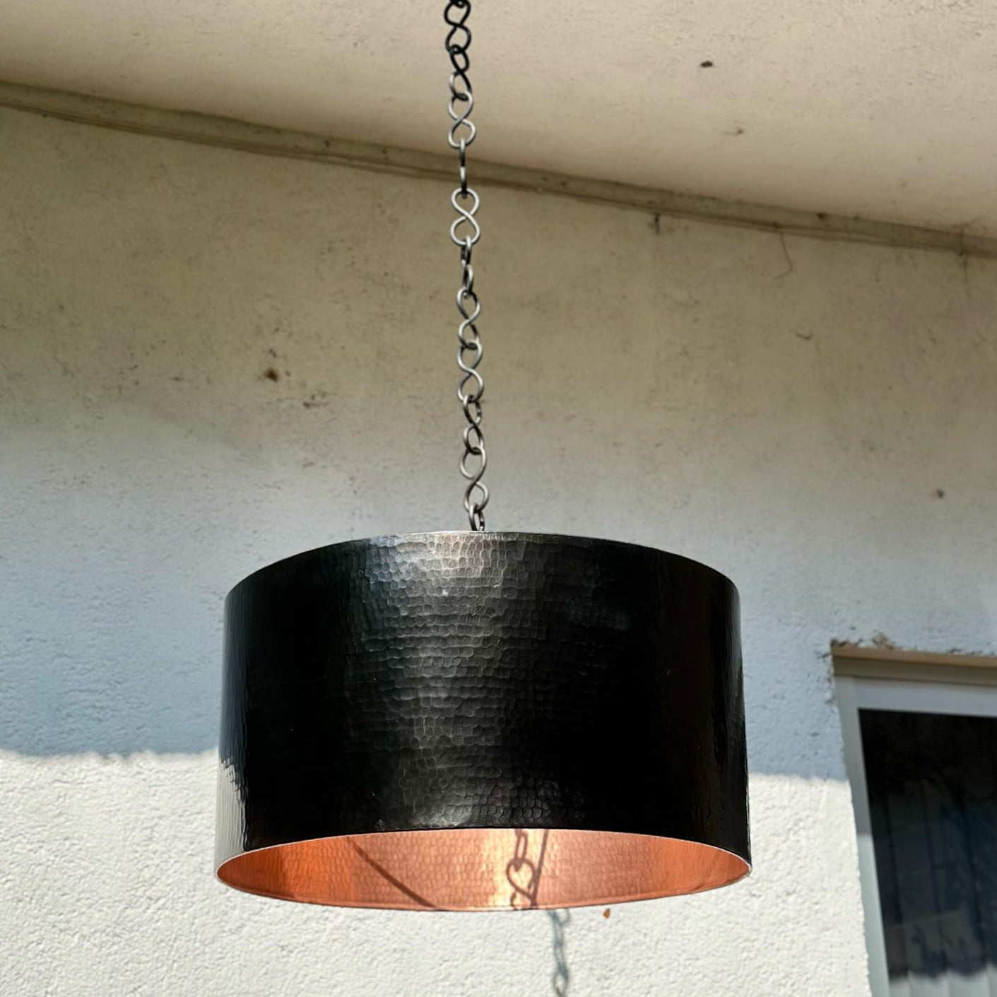 Black and Copper Drum Pendant Light – Modern Ceiling Fixture for Kitchen