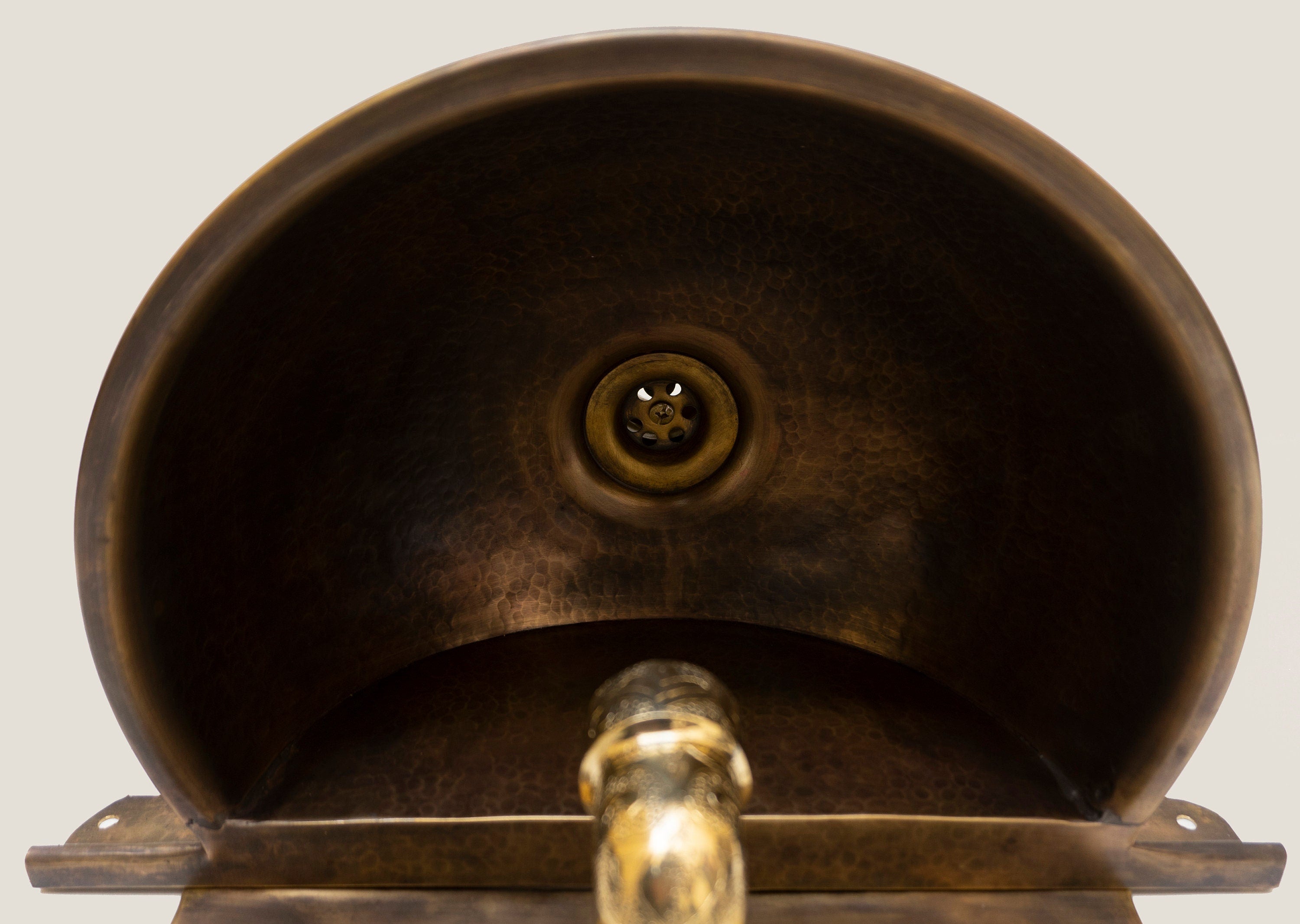 Antique Brass Wall Mount Sink with Brass Mixer Faucet – Vintage Bathroom Fixture