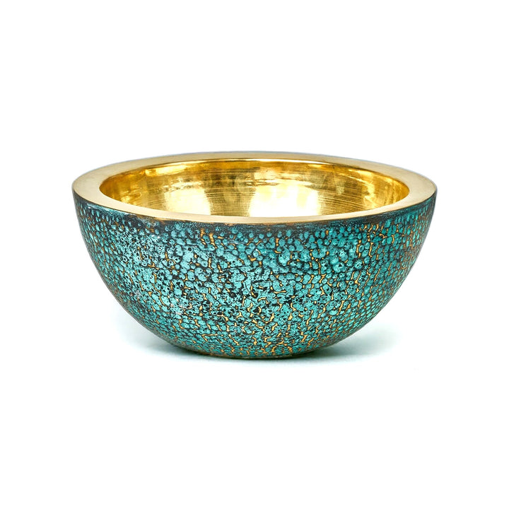 Brass Vessel Sink for Bathroom – Handcrafted Blue Patina Brass Sink