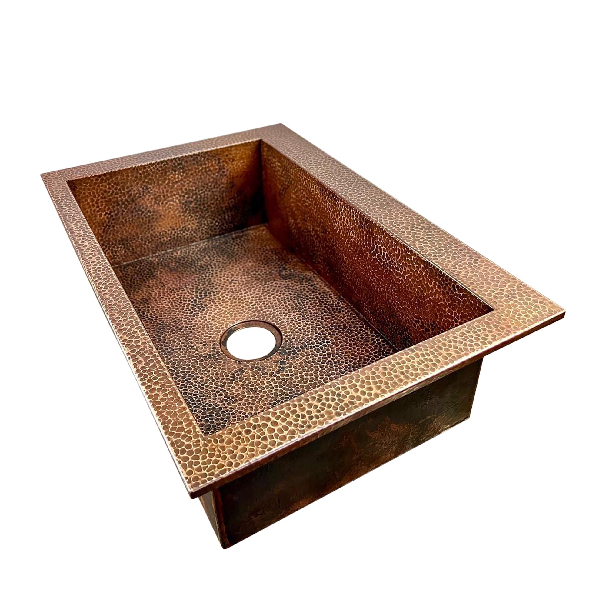 Hammered copper top mount sink
