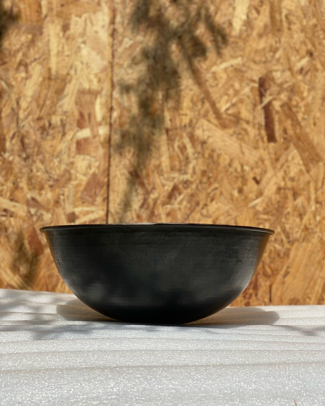 Black Hammered Copper Vessel Sink – Elegant Round Sink for Bathroom