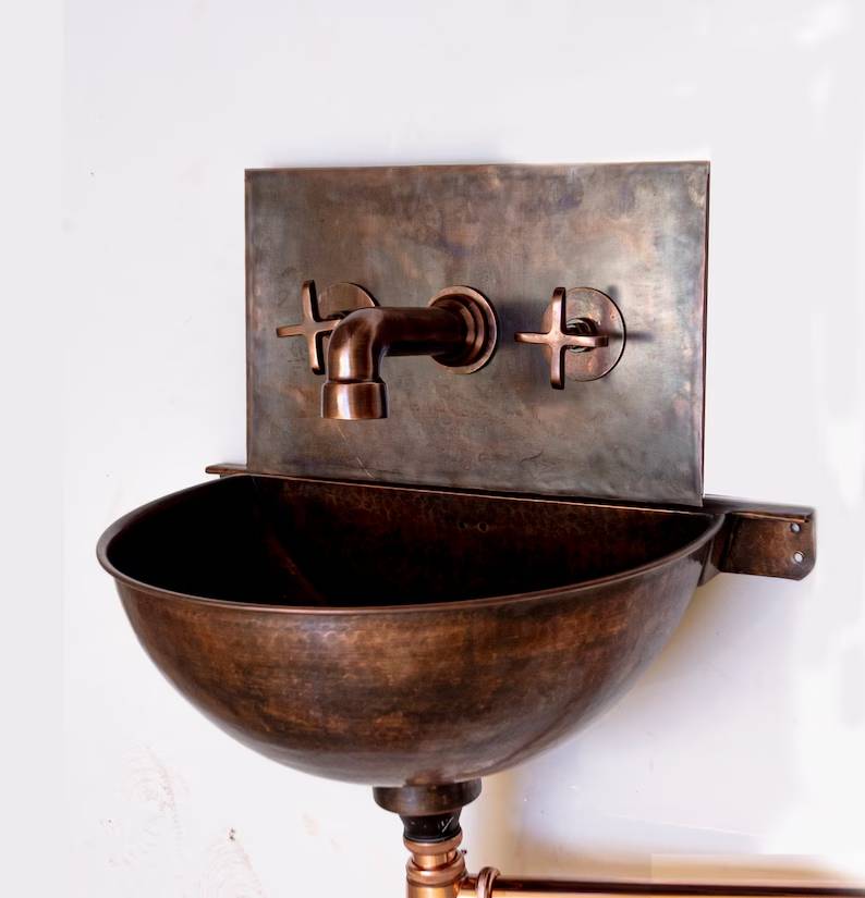 Copper Wall-Mounted Bathroom Sink
