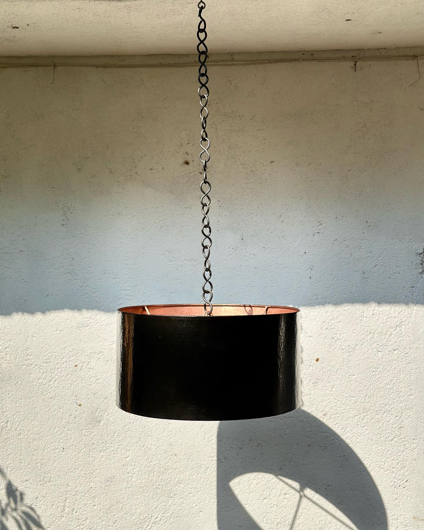 Black and Copper Drum Pendant Light – Modern Ceiling Fixture for Kitchen