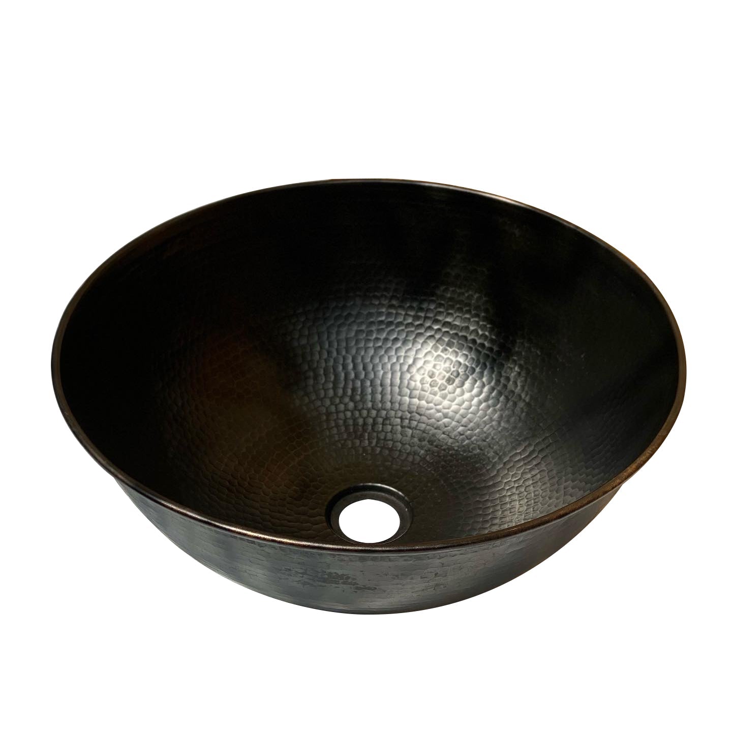 Black Hammered Copper Vessel Sink – Elegant Round Sink for Bathroom