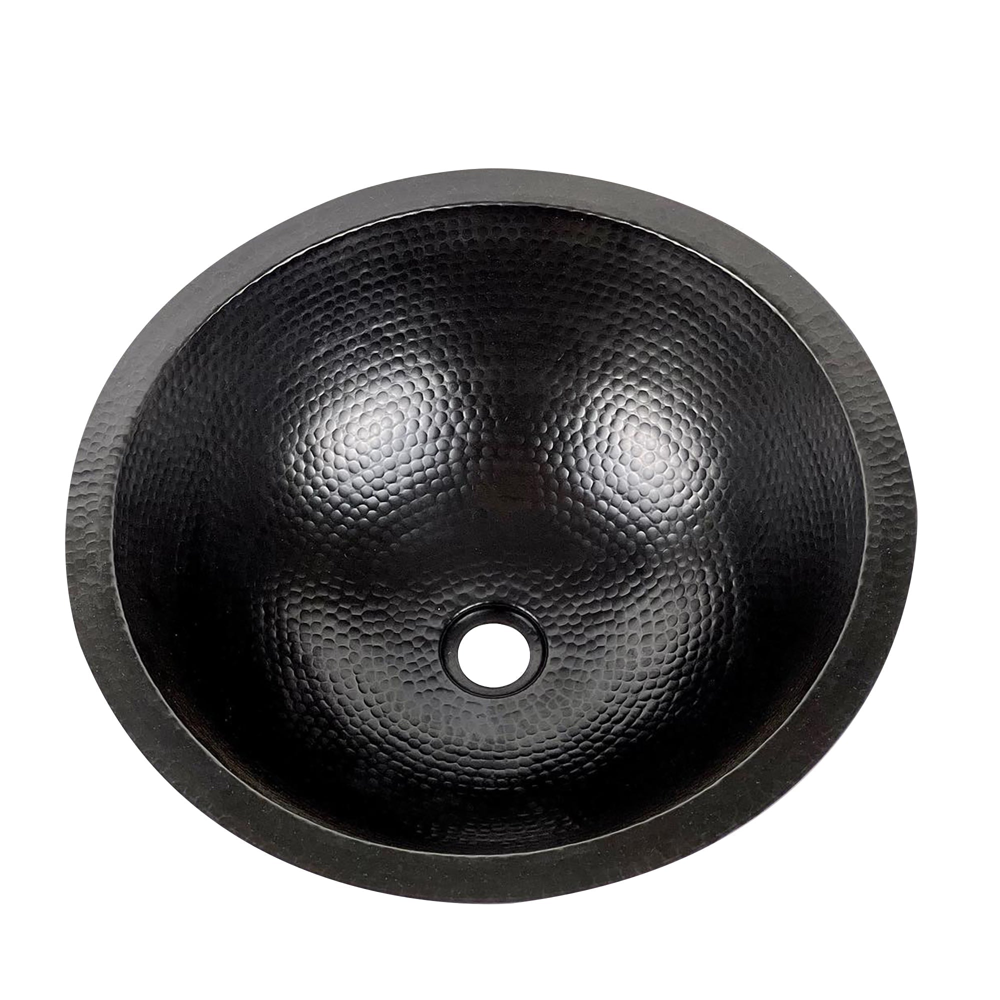 Black Hammered Copper Drop-in Sink – Elegant Round Vessel Sink for Bathroom