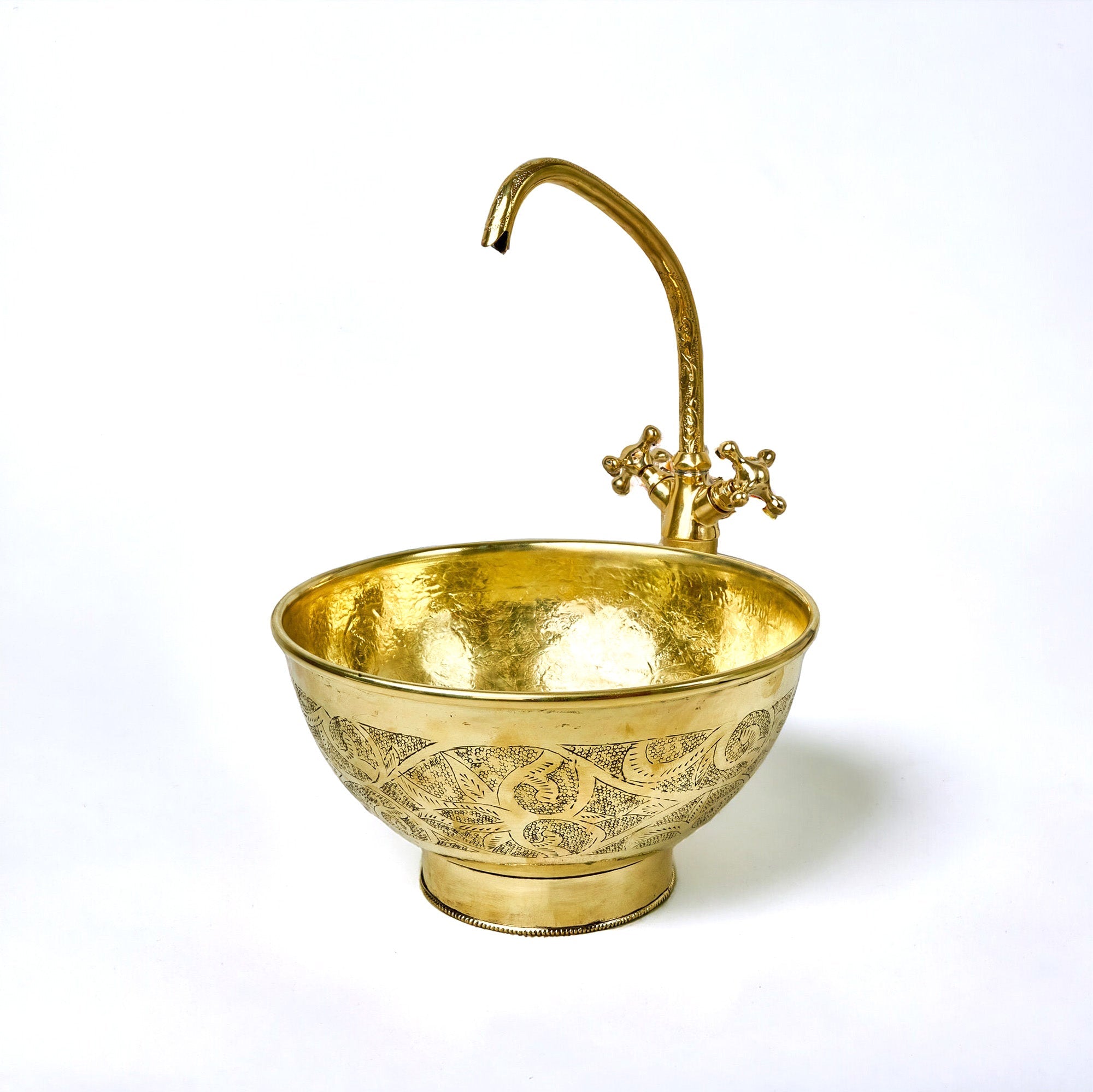 Engraved Brass Vessel Sink
