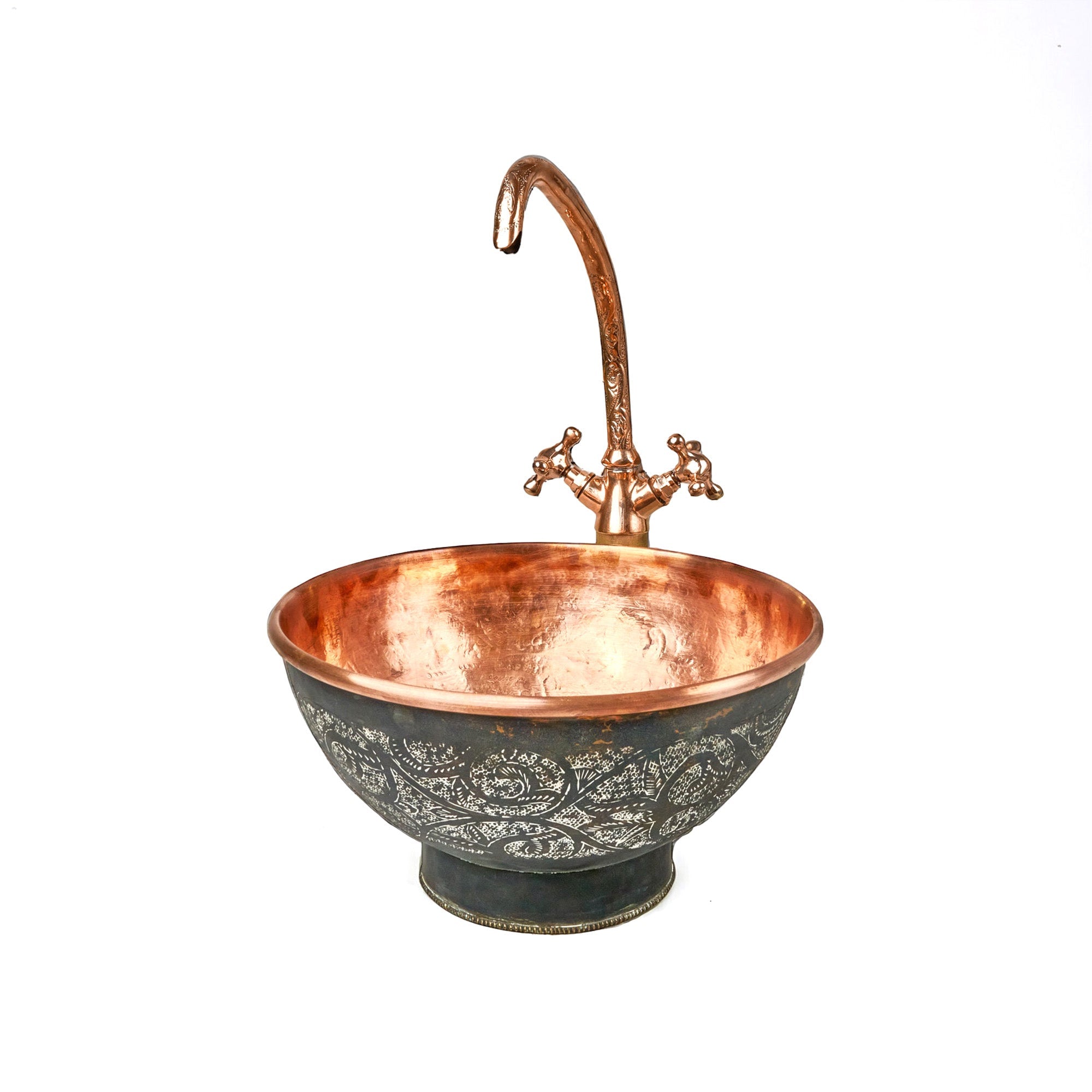 Engraved Copper Bathroom Sink