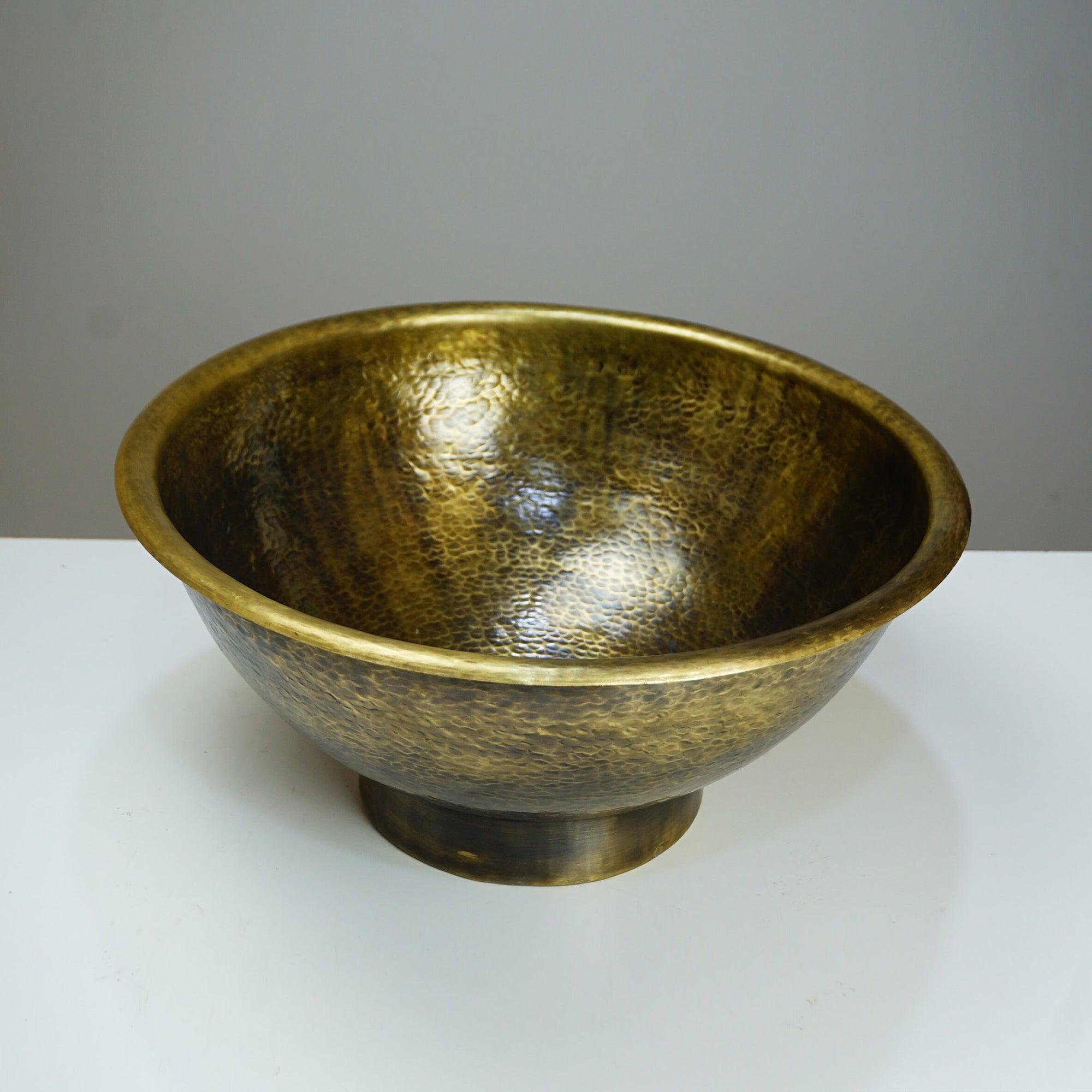 Antique Hammered Brass Vessel Sink – Top Mount Bathroom Vanity, Handcrafted Brass Sink