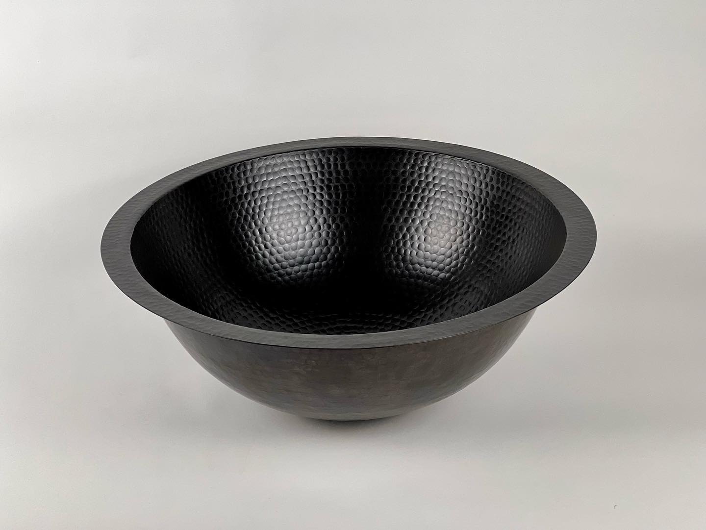 Black Hammered Copper Drop-in Sink – Elegant Round Vessel Sink for Bathroom