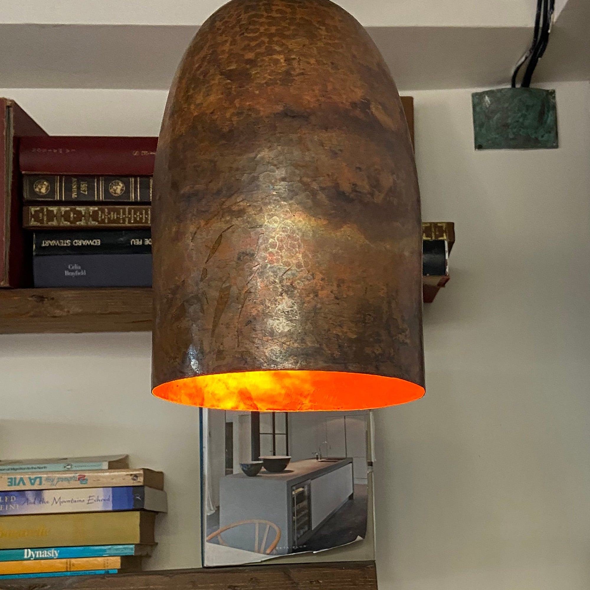 Antique Copper Farmhouse Pendant Light – Rustic Copper Kitchen Island Lighting, Handcrafted Ceiling Lamp