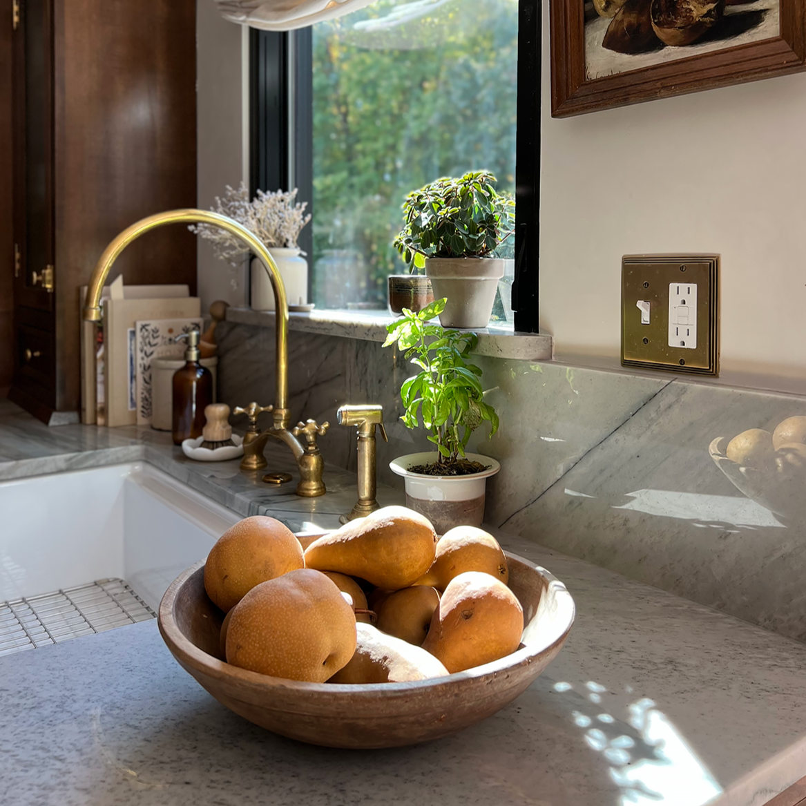 Arched Bridge Unlacquered Brass Kitchen Faucet with Sprayer – Vintage Farmhouse Sink Faucet with Cross Handles