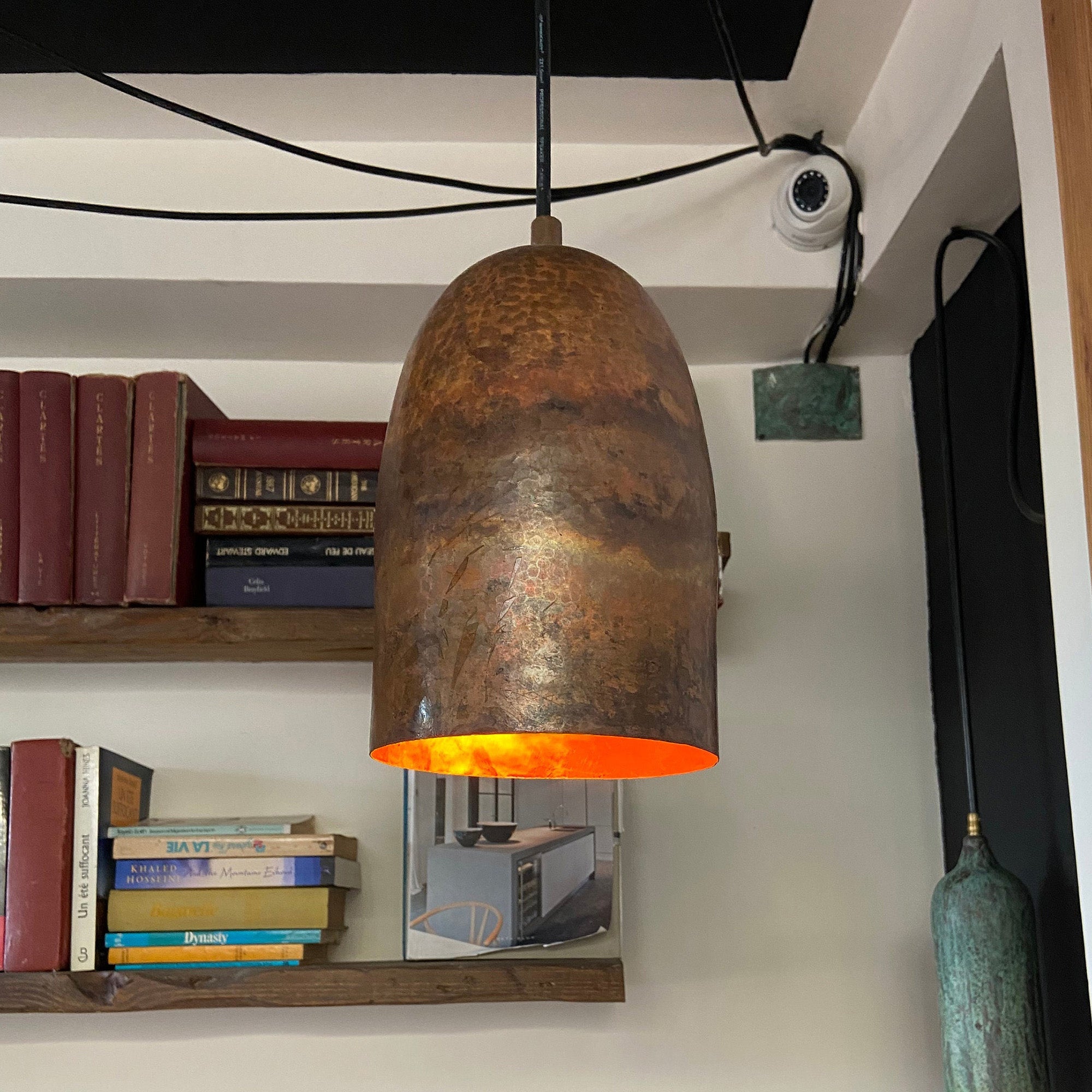 Antique Copper Farmhouse Pendant Light – Rustic Copper Kitchen Island Lighting, Handcrafted Ceiling Lamp