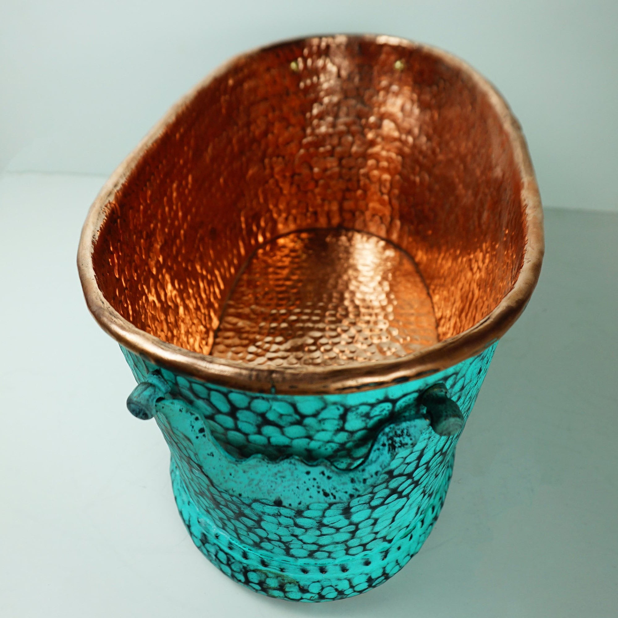 Oval Copper Ice Bucket with Handles