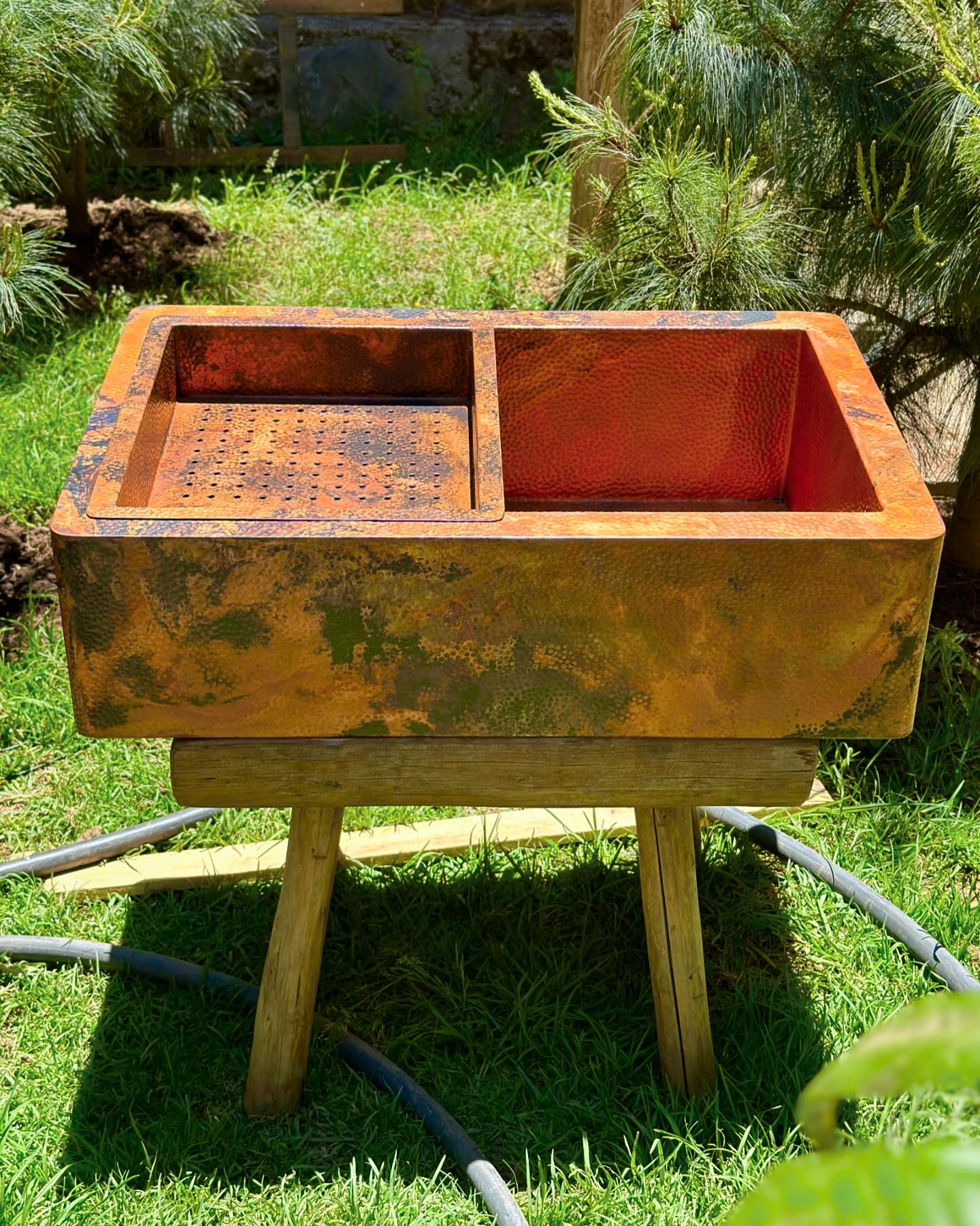  Large Copper Sink with Drain Board