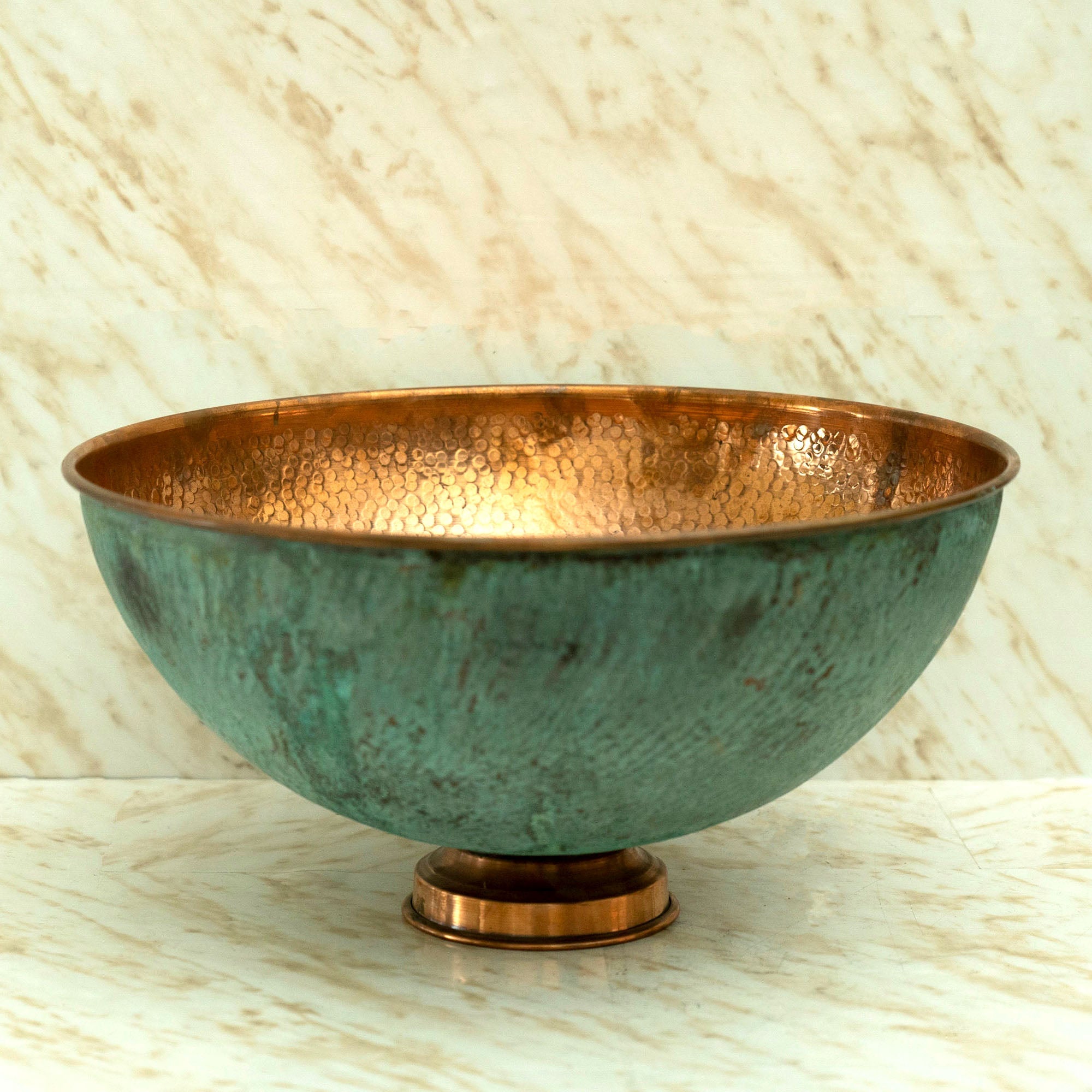 Rustic Hammered Copper Bathroom Sink