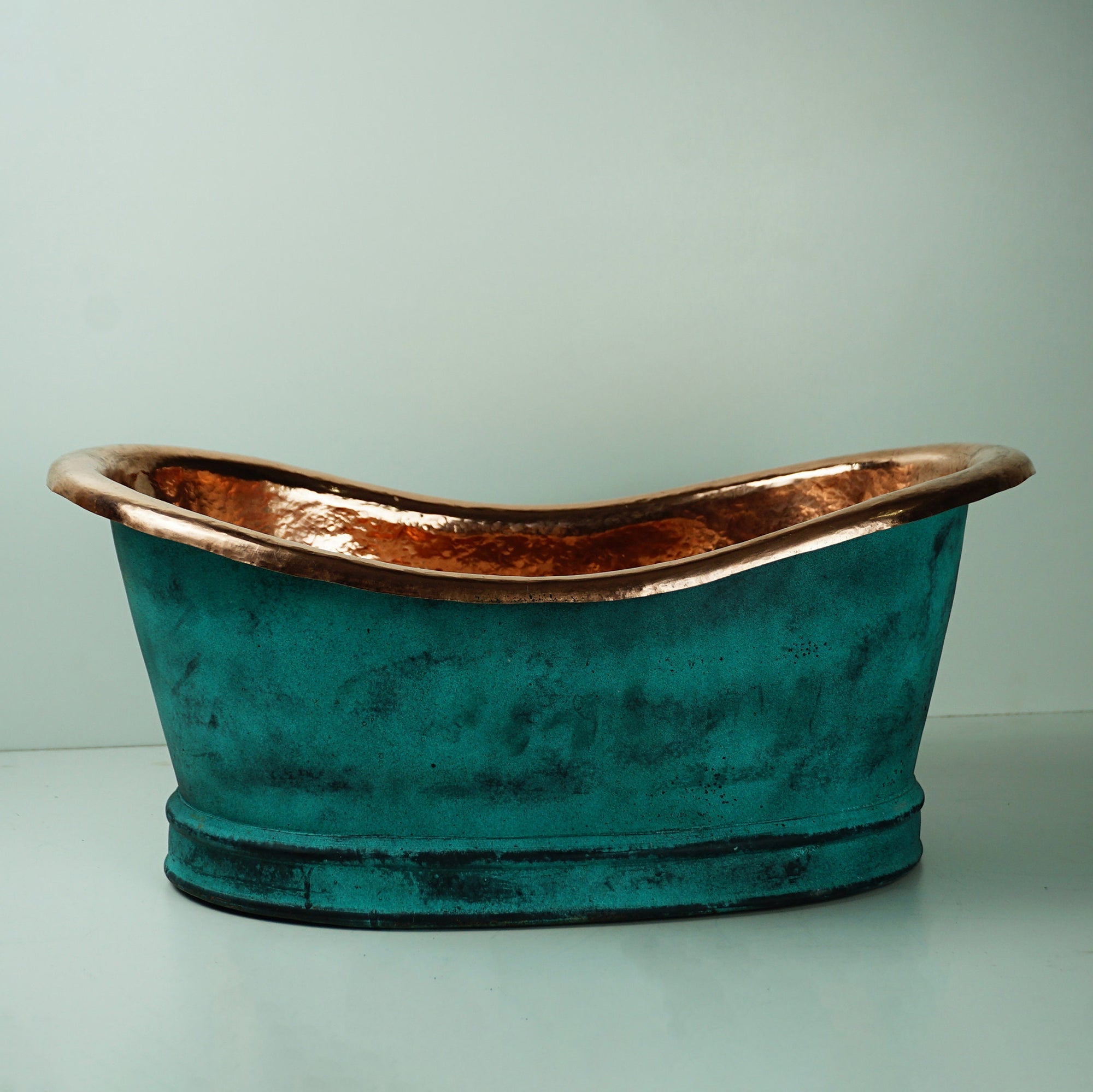 Aged Copper Vessel Sink Tub Style – Oxidized Green Patina Copper Bathroom Sink