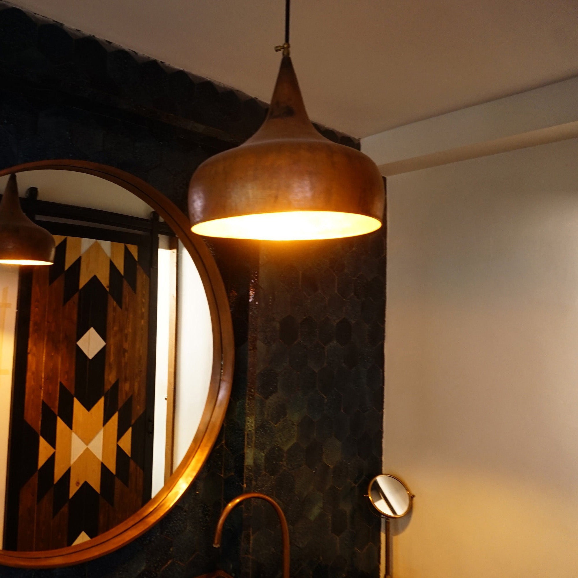Aged Copper Farmhouse Pendant Light – Rustic Vintage Hanging Lamp 