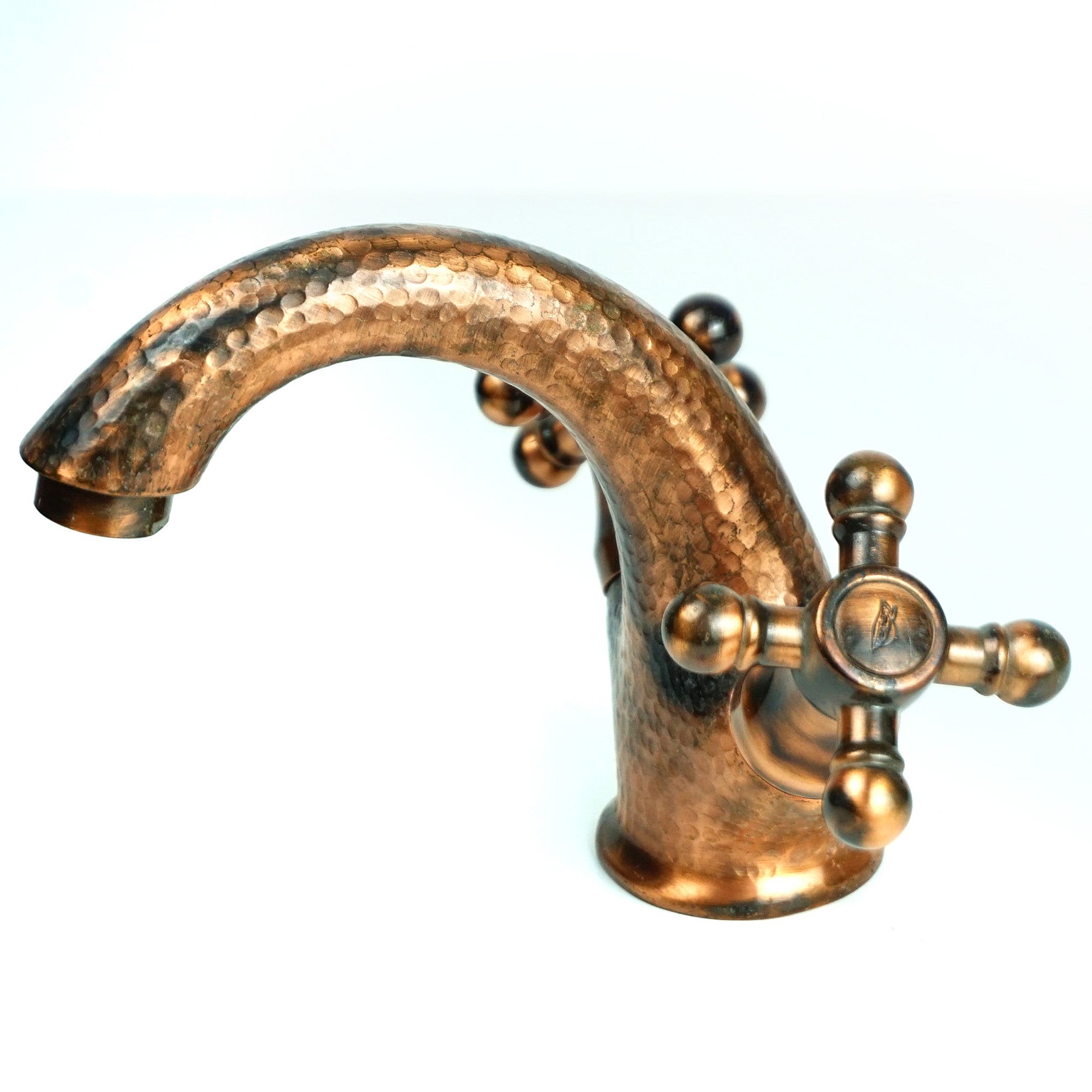 Aged Copper Faucet for Bathroom Sink - Single Hole Mixer Tap with Patina Copper Finish