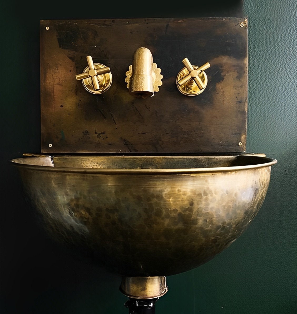Mount Sink with Brass Mixer Faucet  Vintage Bathroom Fixture