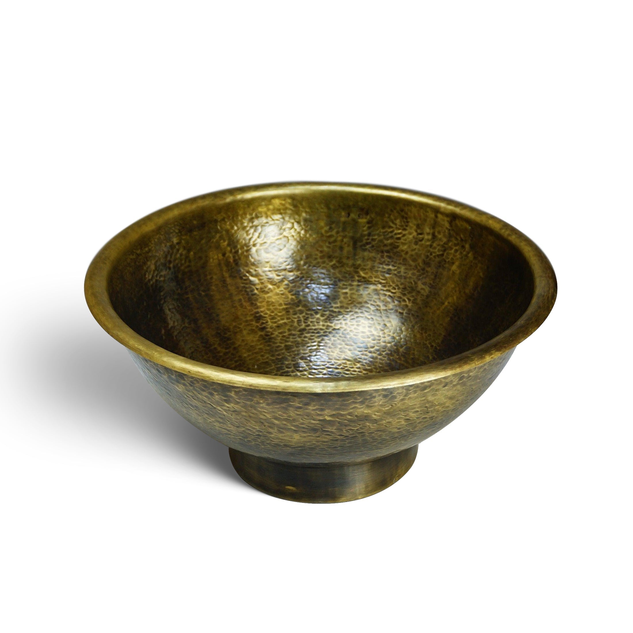 Antique Hammered Brass Vessel Sink – Top Mount Bathroom Vanity, Handcrafted Brass Sink
