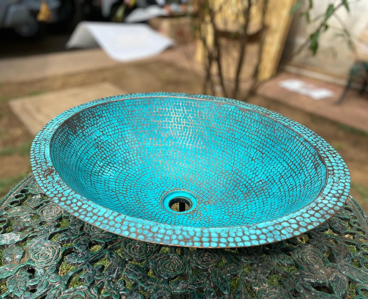 Handcrafted Vessel Sink with Engraved Design