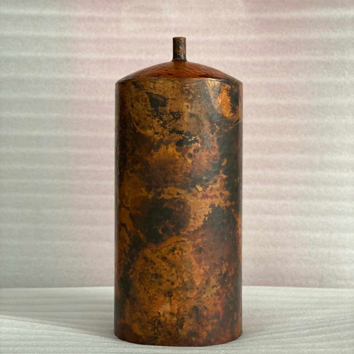 Rustic Aged Copper Cylinder Pendant Light