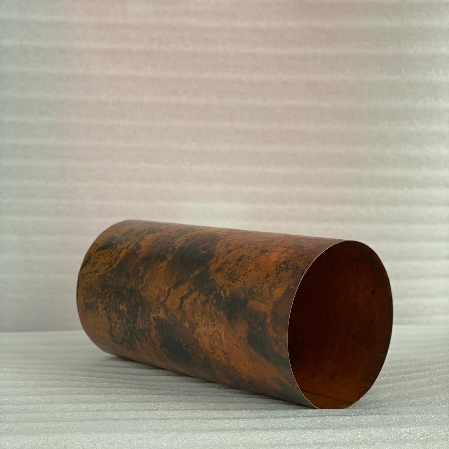 Rustic Aged Copper Cylinder Pendant Light