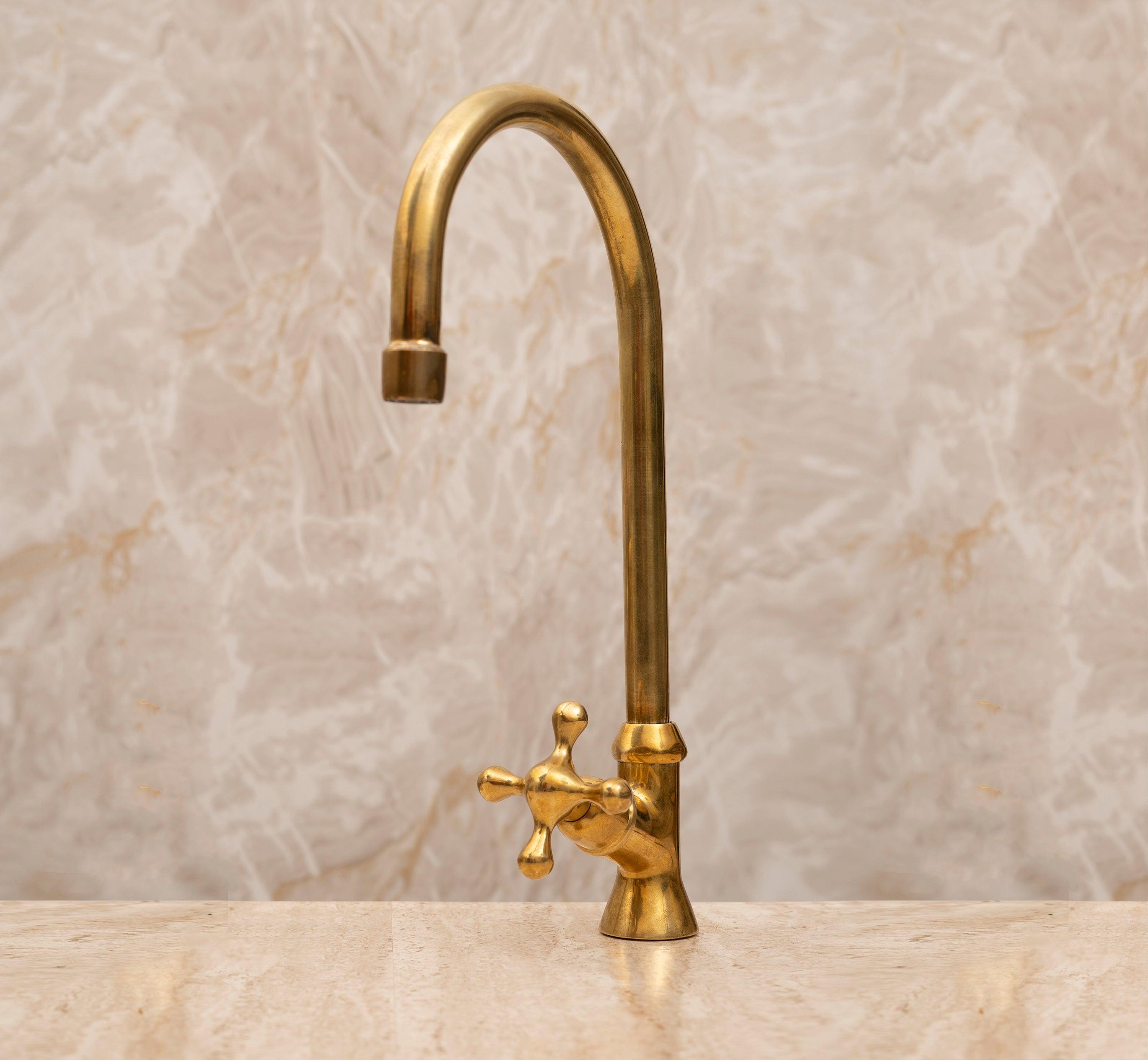 Unlacquered Brass Bridge Kitchen Faucet