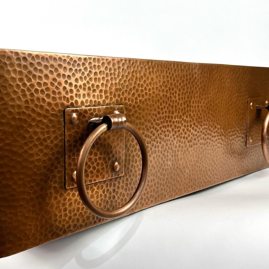 Copper sink with towel rings

