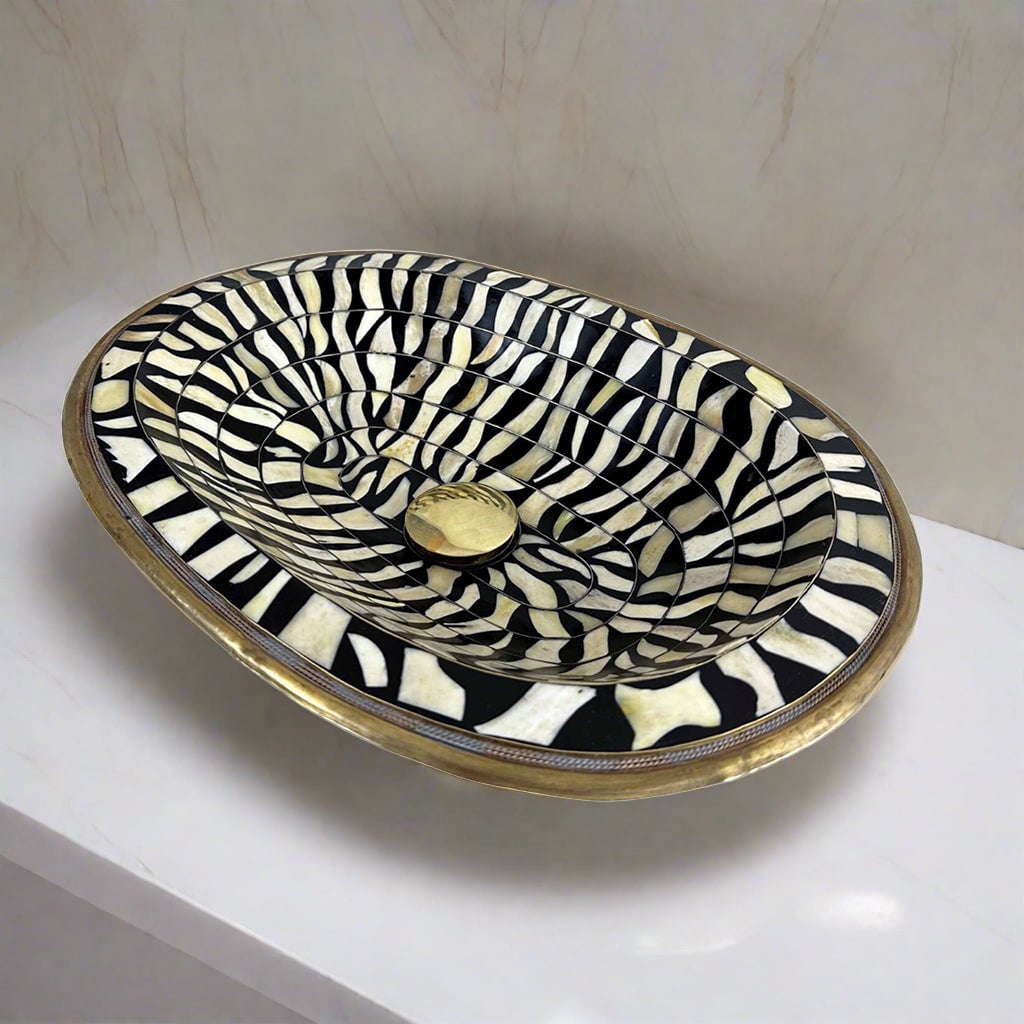 Handcrafted Brass & Bone Inlay Sink