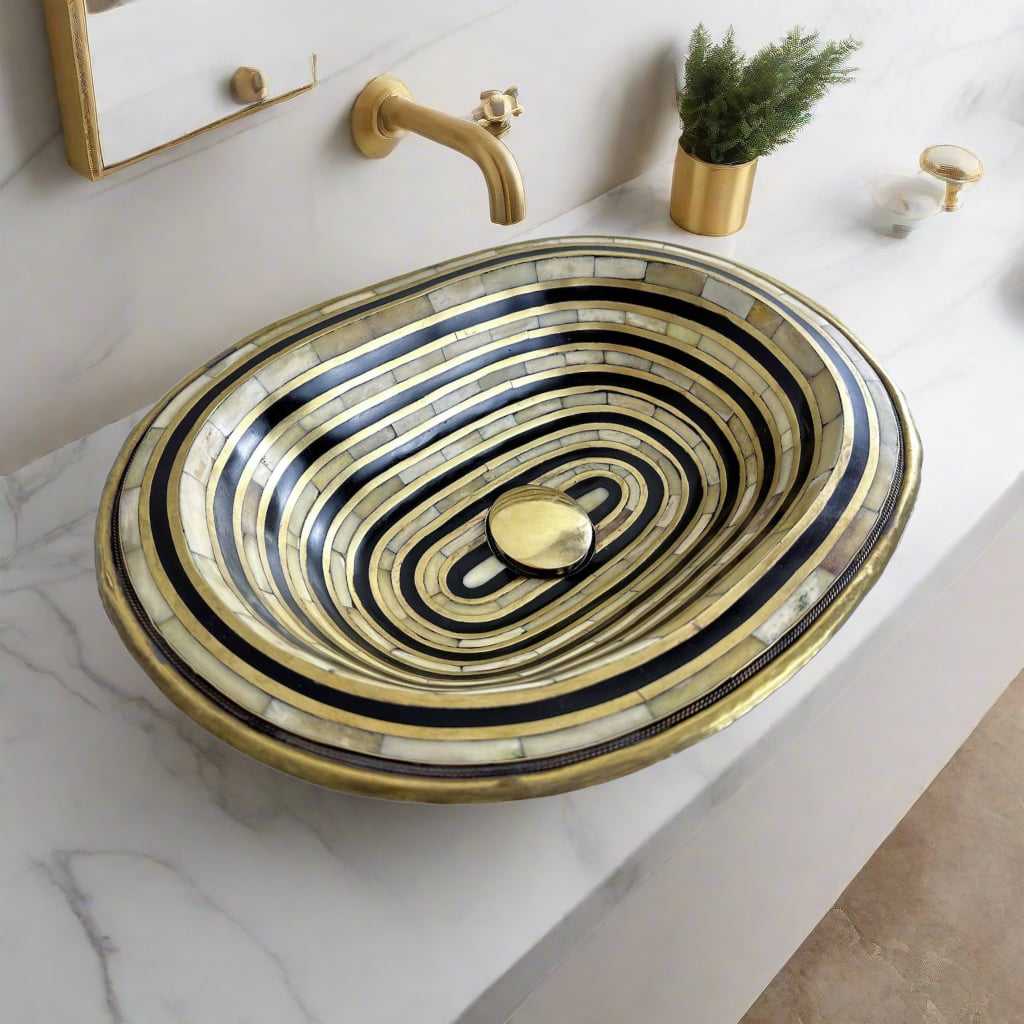  Handcrafted Brass & Bone Inlay Sink

