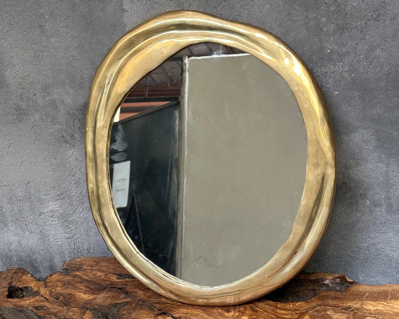 Round Brass Bathroom Mirror
