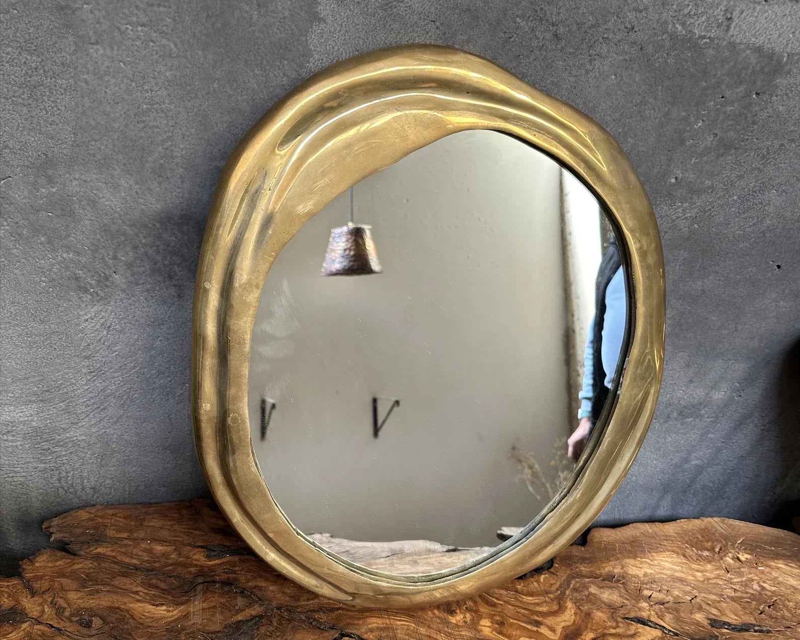 Vintage Brass Wall Mirror
