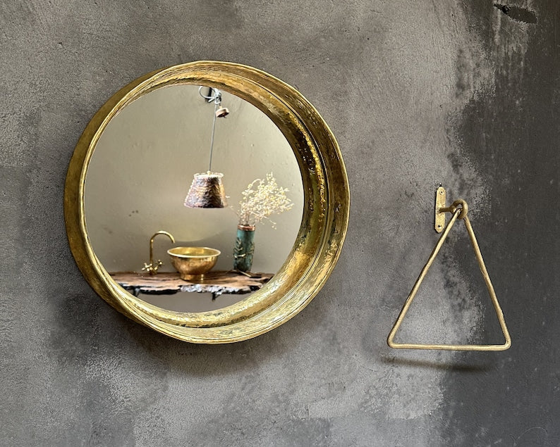 Round Brass Wall Mirror