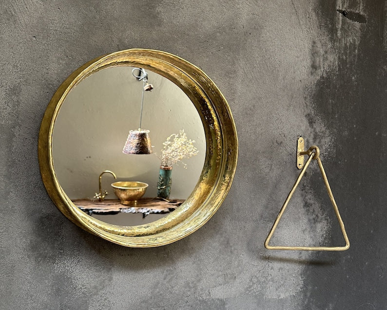 Hand-Hammered Brass Mirror