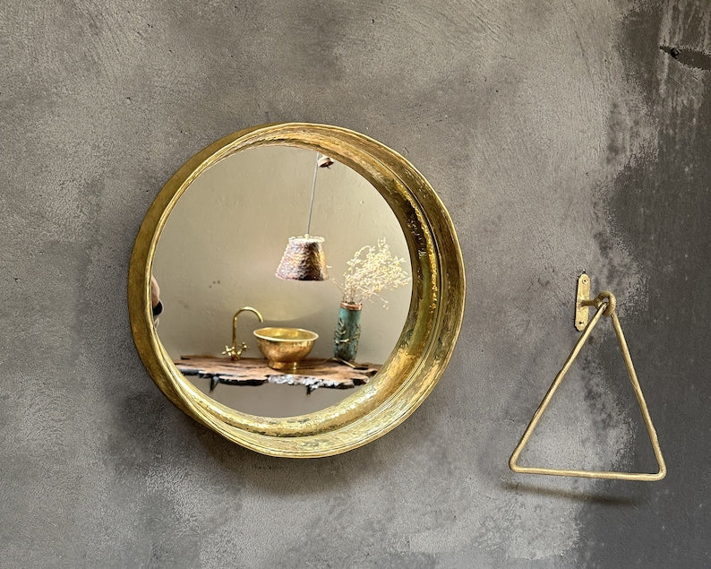 Vintage Brass Bathroom Mirror