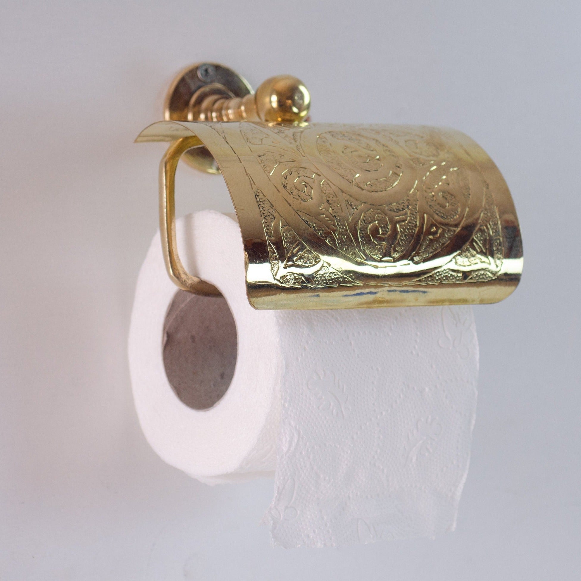 Solid Brass Toilet Paper Holder – Handcrafted Powder Room Roll Holder
