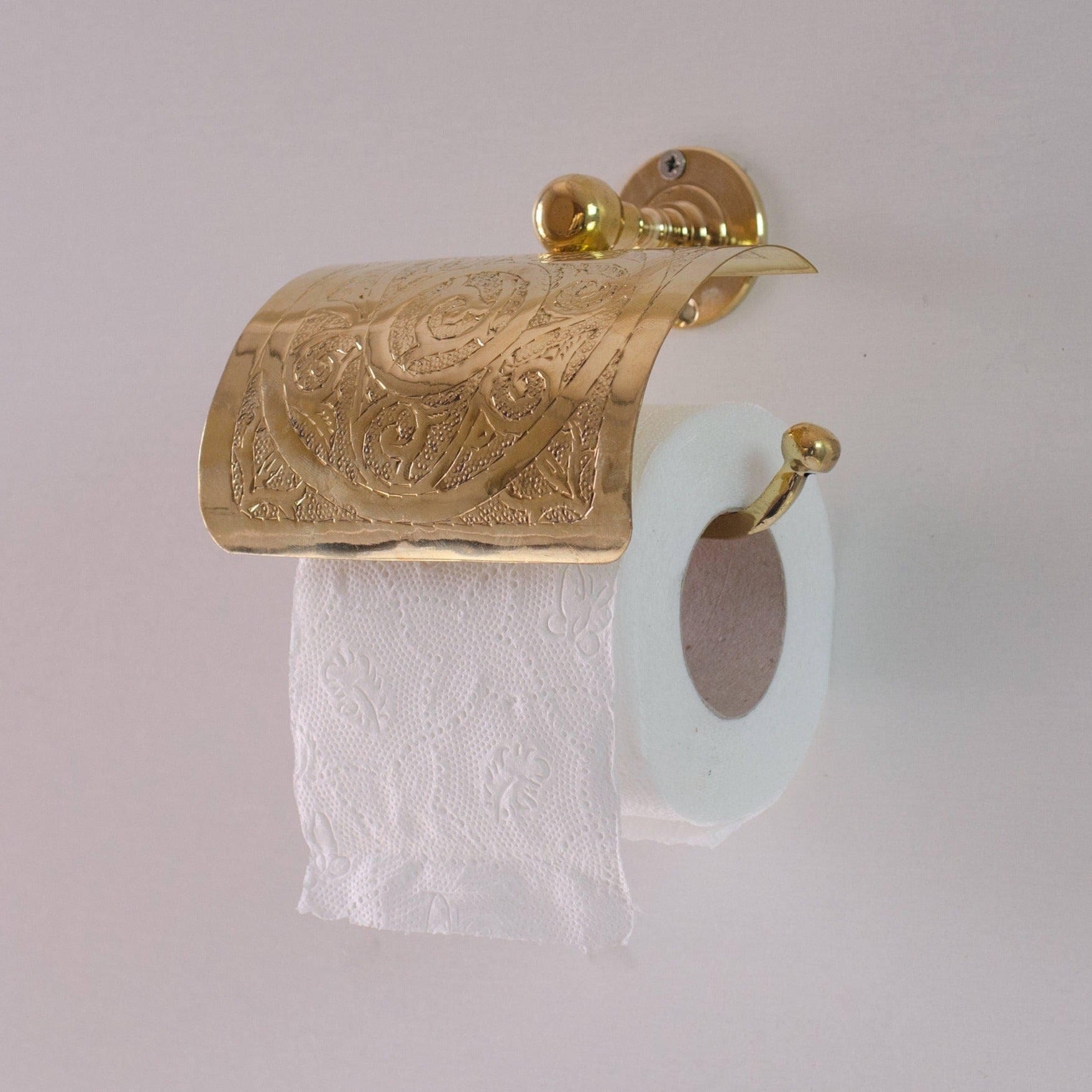 Solid Brass Toilet Paper Holder – Handcrafted Powder Room Roll Holder