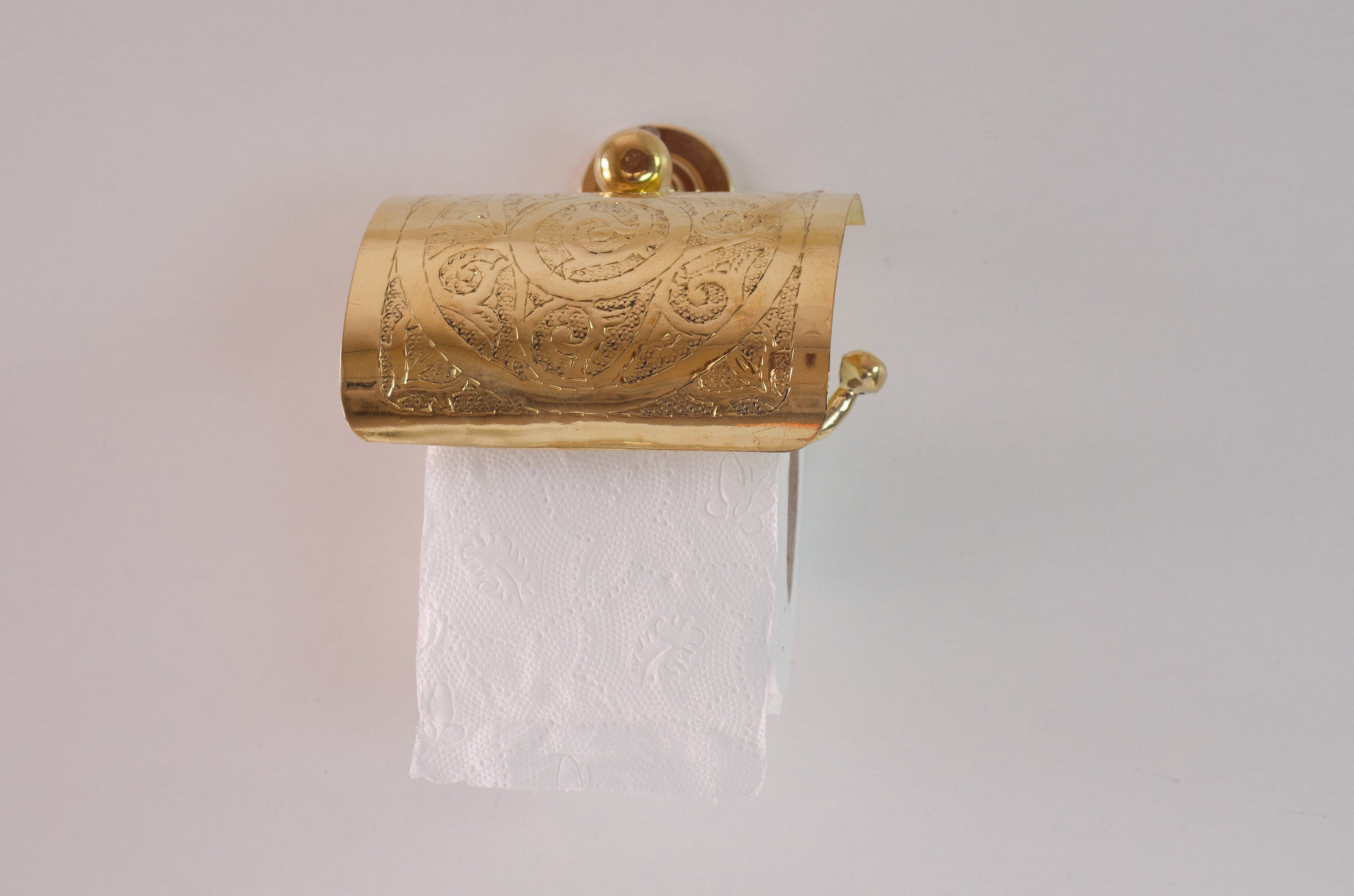 Solid Brass Toilet Paper Holder – Handcrafted Powder Room Roll Holder