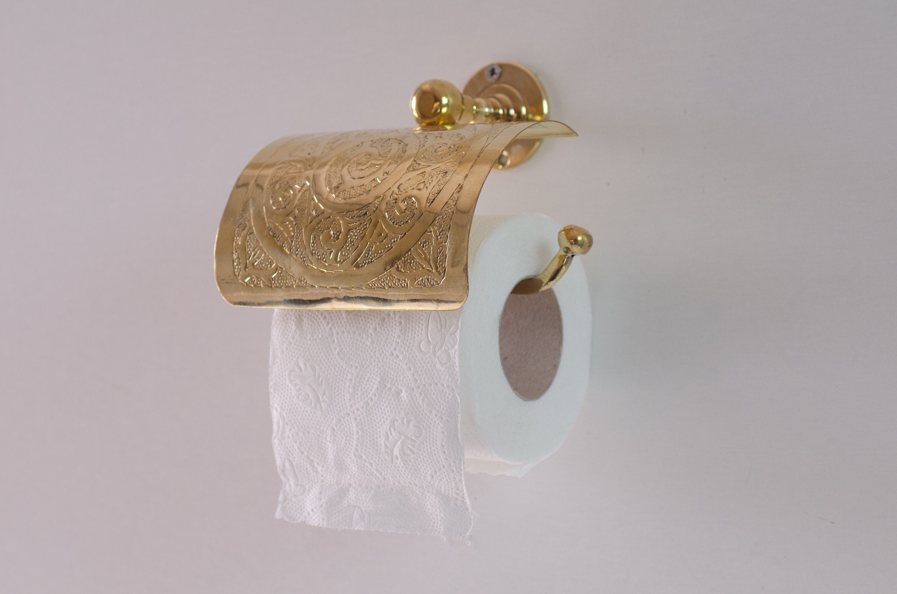 Solid Brass Toilet Paper Holder – Handcrafted Powder Room Roll Holder
