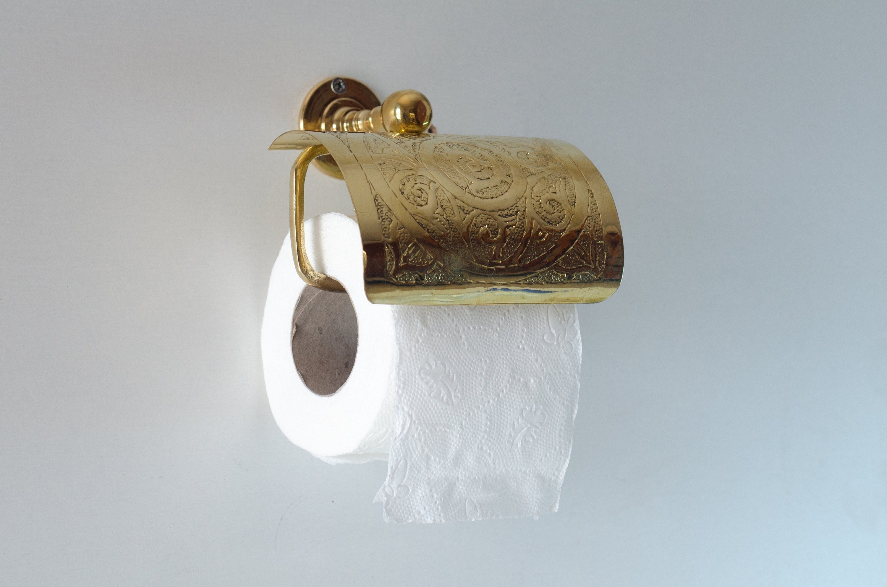 Solid Brass Toilet Paper Holder – Handcrafted Powder Room Roll Holder