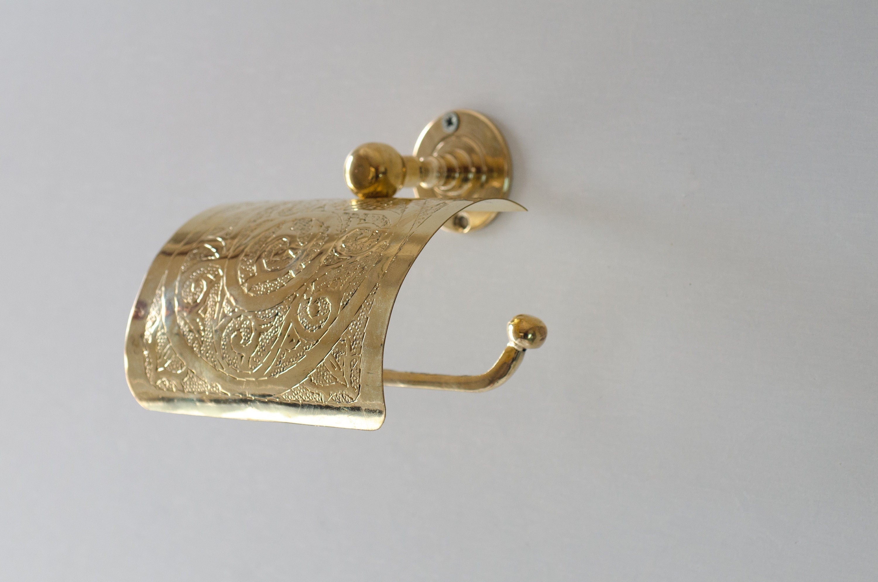 Solid Brass Toilet Paper Holder – Handcrafted Powder Room Roll Holder
