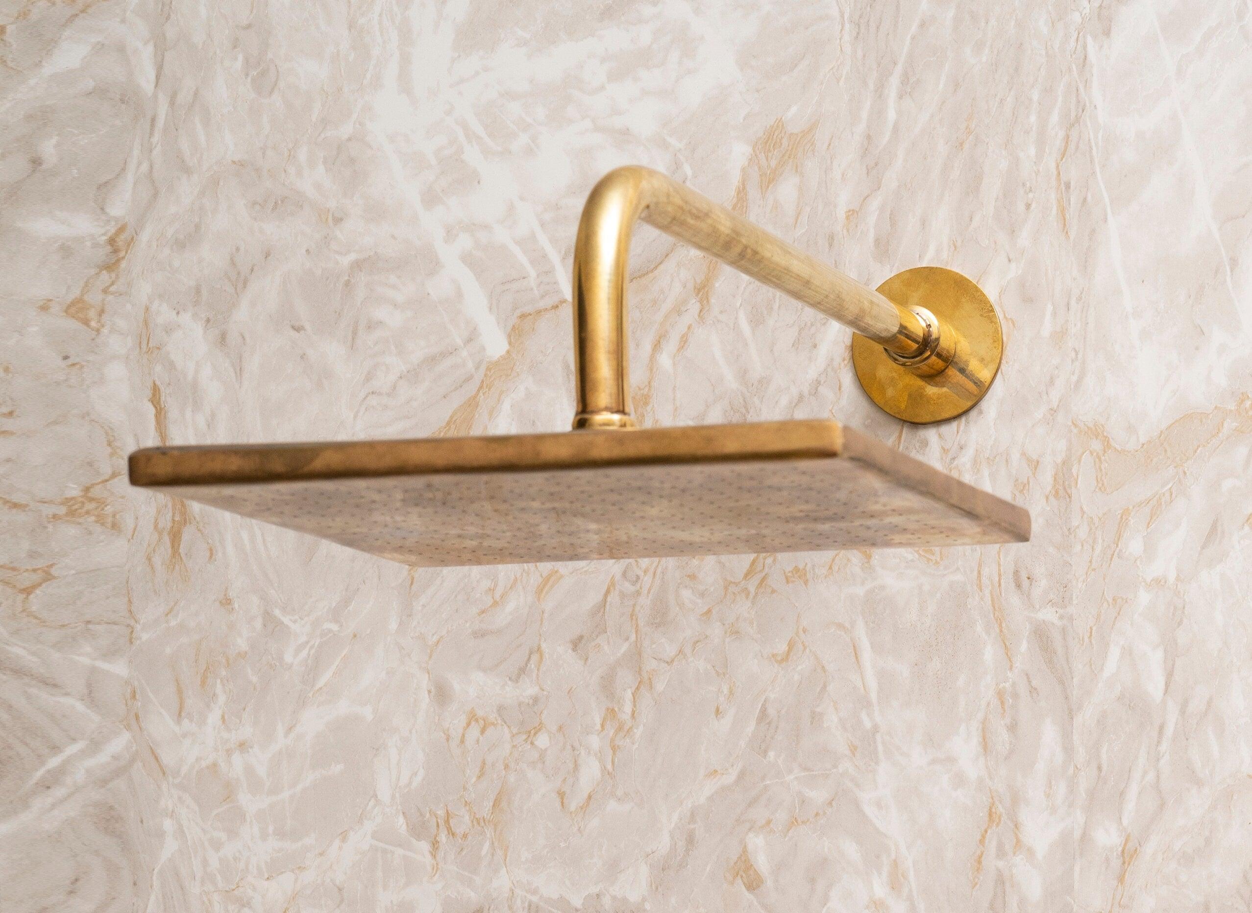 Unlacquered Brass Shower System with Handles & Rough-In Valve